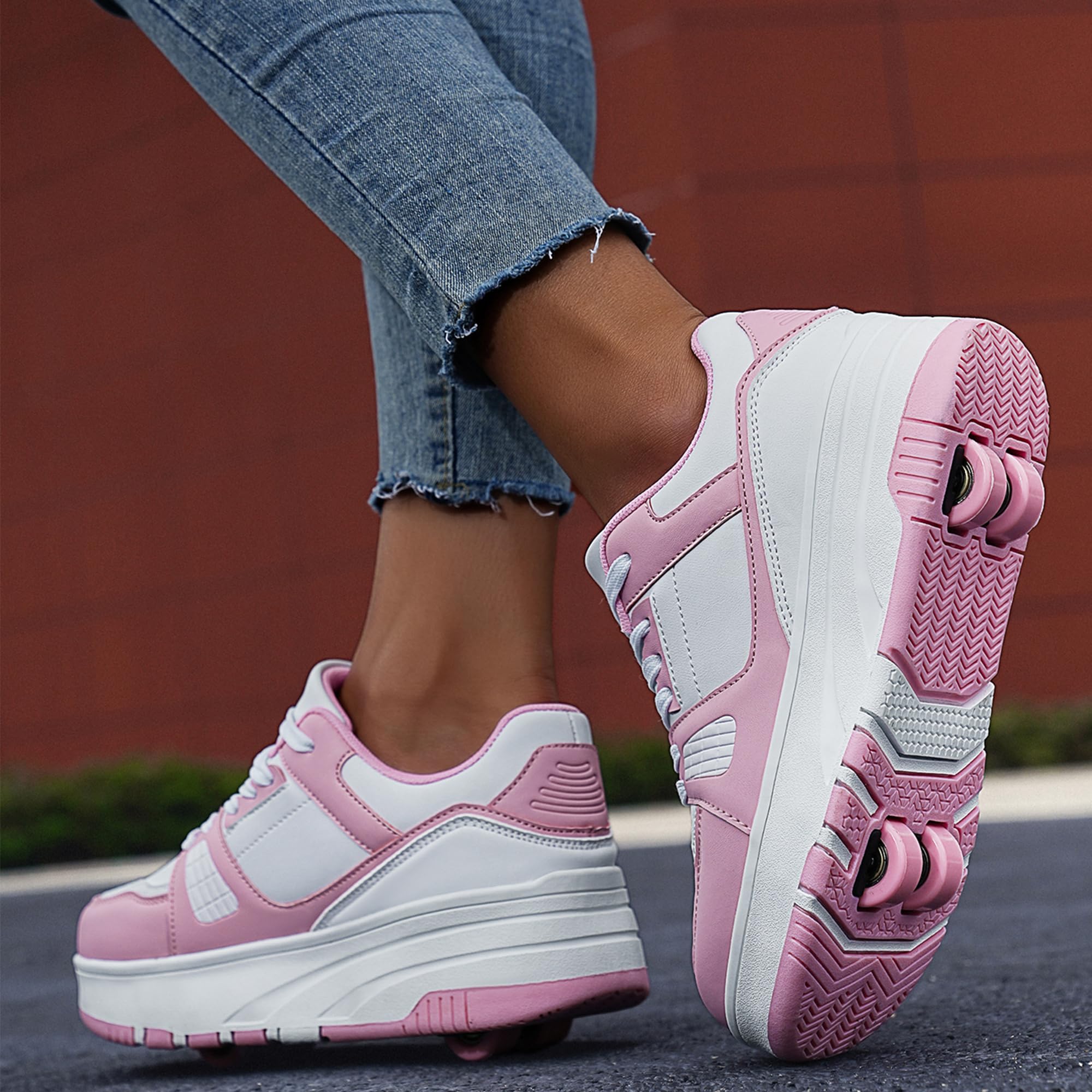 ANEFUN Ragazzi Ragazze Scarpe con Ruote Pattini Pattinaggio Bambini Pattini a Rotella Scarpe con 4 Ruote Rimovibili Comfort Sport Outdoor per Bambini