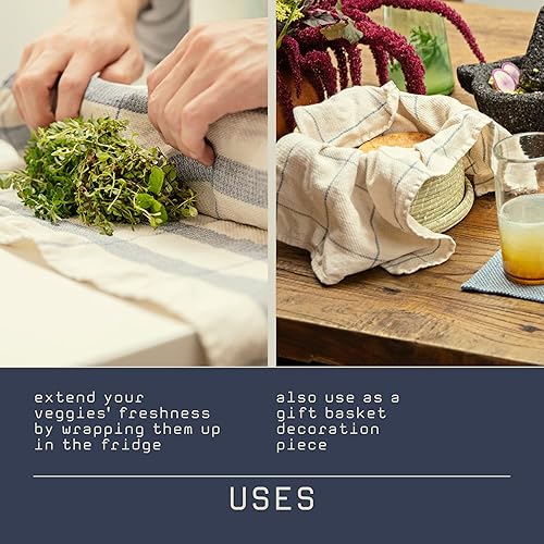 Miniatura 6 de MEEMA Toallas de cocina y paños de cocina, algodón reciclado ecológico, juego de 8, grandes, 20 x 28 pulgadas, tejido súper absorbente, toallas de