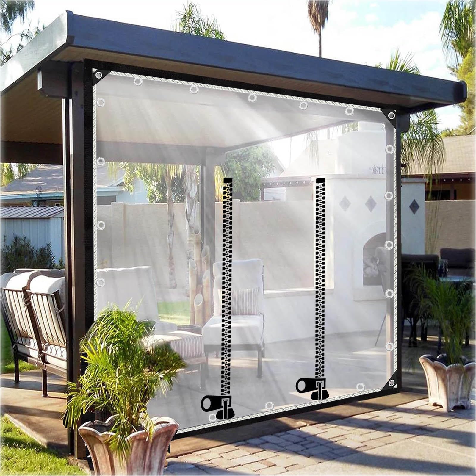 Teloni Trasparenti in PVC Pesan Teimpermeabili con Porta a Cerniera,Telone Protettivi Resistenti al Taglio,Pannelli Laterali in Telo Trasparente,per Carport,Pergola,Serre,WxH-3x2.5m/9.8x8.2ft