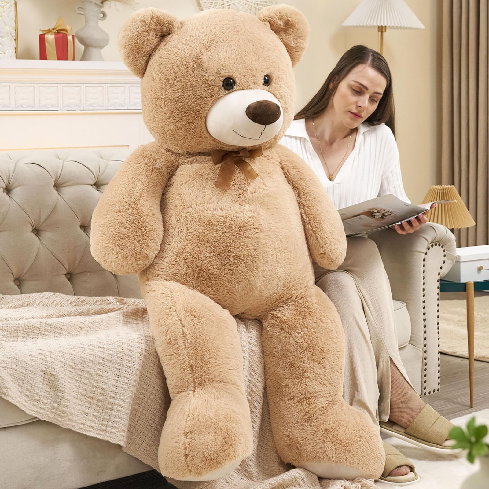 Ultra Soft Teddy Bear 51 inch Giant Stuffed Animal Large Stuffed Bear Plush Toy for Girls Girlfriend Gifts Christmas Kids Birthday Valentine's Day