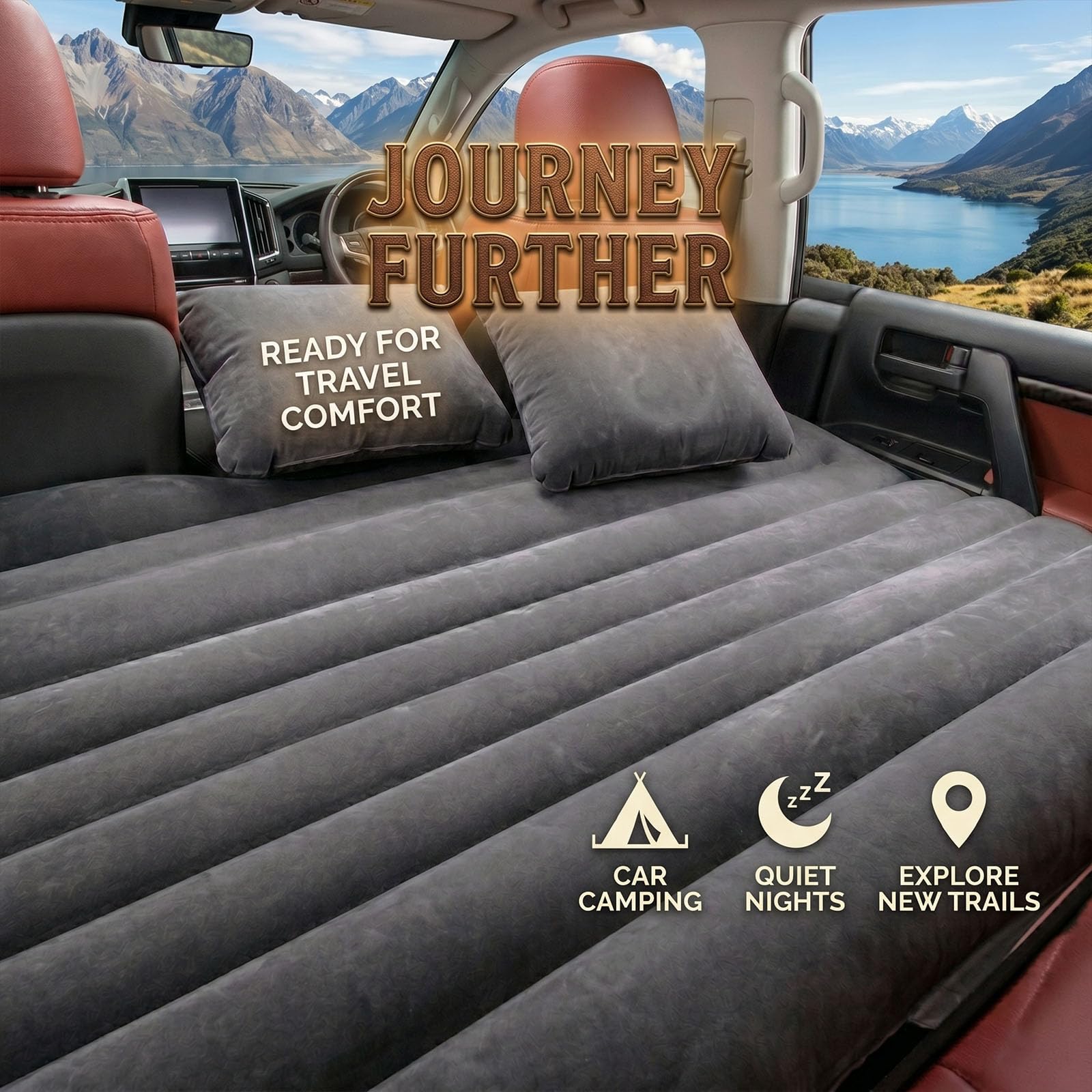 Auto Luftmatratze für Ford Tourneo Custom 2025 2024 2023-2013, Aufblasbares Autobett Isomatte Rücksitzbett Reisebett für Camping Reise Schlafen Autozubehör