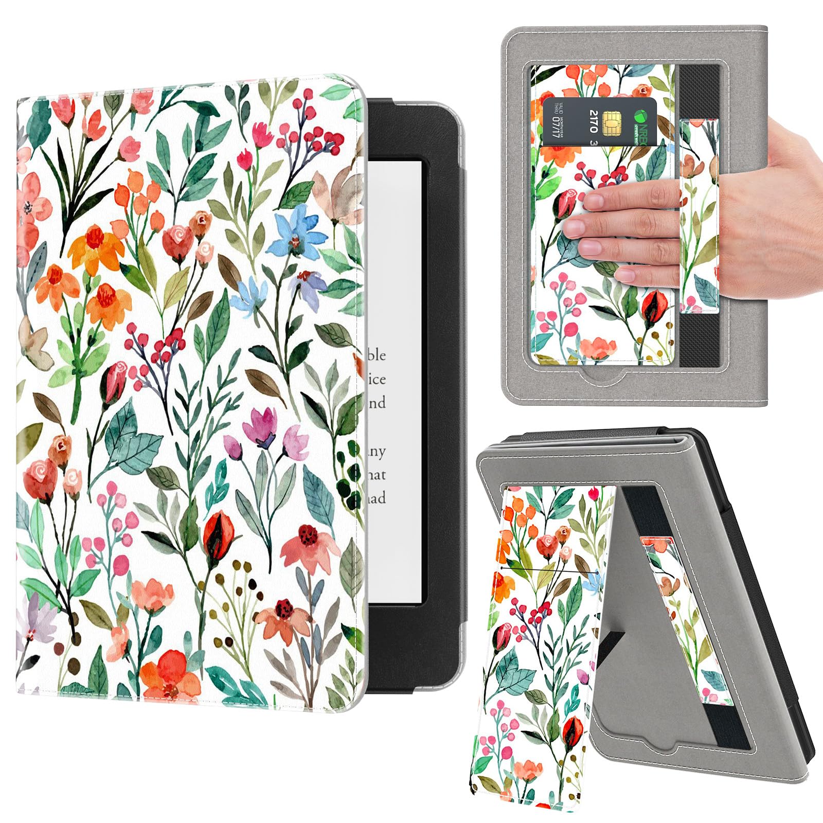 VORI Funda con soporte para Kindle Paperwhite de 17.8 cm/17.3 cm (12ª/11ª generación-2024/2021) y Kindle Colorsoft Signature Edition, funda protectora inteligente de piel sintética con encendido y