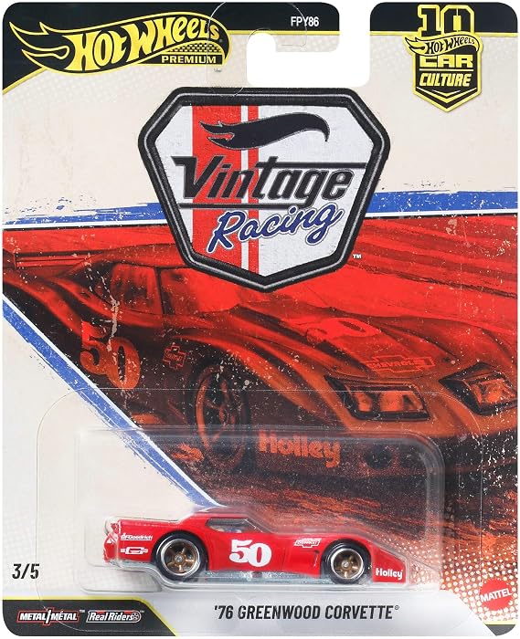Hot Wheels '76 Greenwood Corvette Araba Calture Premium 2026 Vintage Yarış Serisi 1:64 Ölçekli Koleksiyon Kalıp Döküm Metal Oyuncak Araba Modeli Kauçuk Gerçek Biniciler ile 3/5