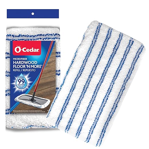 O-Cedar Hardwood Floor 'N More Microfiber Mop Refill,Blue/White