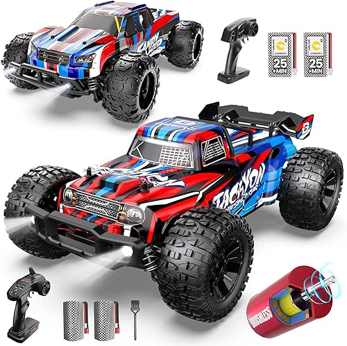 DEERC Camión RC de alta velocidad sin escobillas escala 110 210E y 4WD de control remoto proporcional completo de carreras, escala 120 8600E