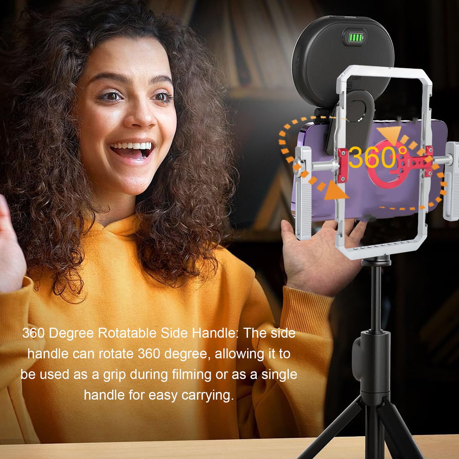 Yctze Equipo Magnético de Jaula de Vídeo para Teléfono para Cine Vlogging, Soporte de Trípode Estabilizador de Teléfono para Grabación de Vídeo con Asas Ergonómicas, Múltiples Orificios para