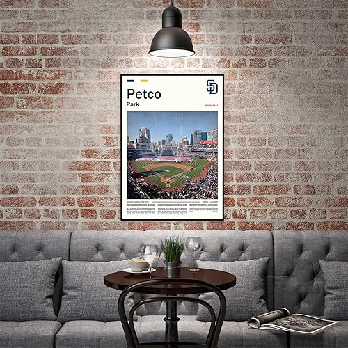 Miniatura 3 de Póster del estadio PetcoPark (lienzo de 24 pulgadas de largo x 16 pulgadas de ancho) de San Diego Ballpark, póster deportivo retro de Padres, regalo