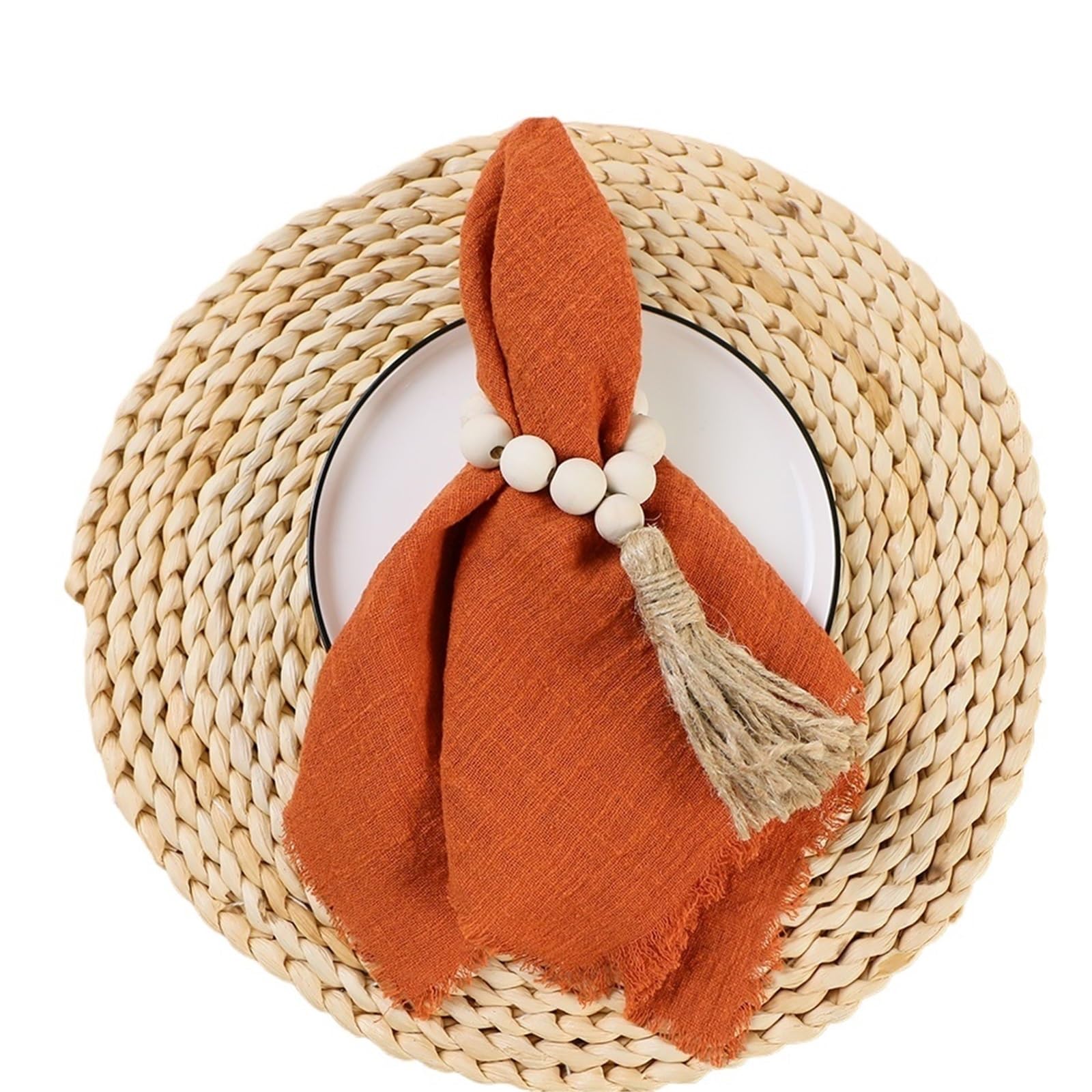Table Napkins 4PCS 42x42cm Cotton Gauze Wedding Napkins,Retro Cheesecloth Table Decor, Muslin Tea Towels Dinner Rustic(4PCS Orange)