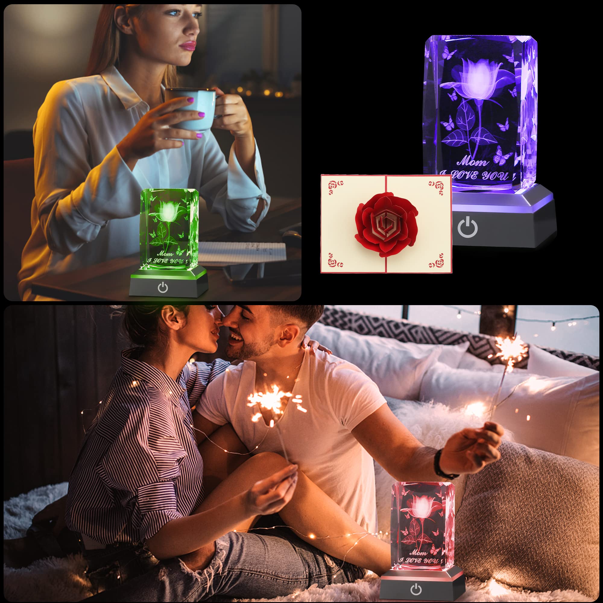 Amazon.co.jp : PODOI 3D ローズクリスタル 母の日のギフト 誕生日