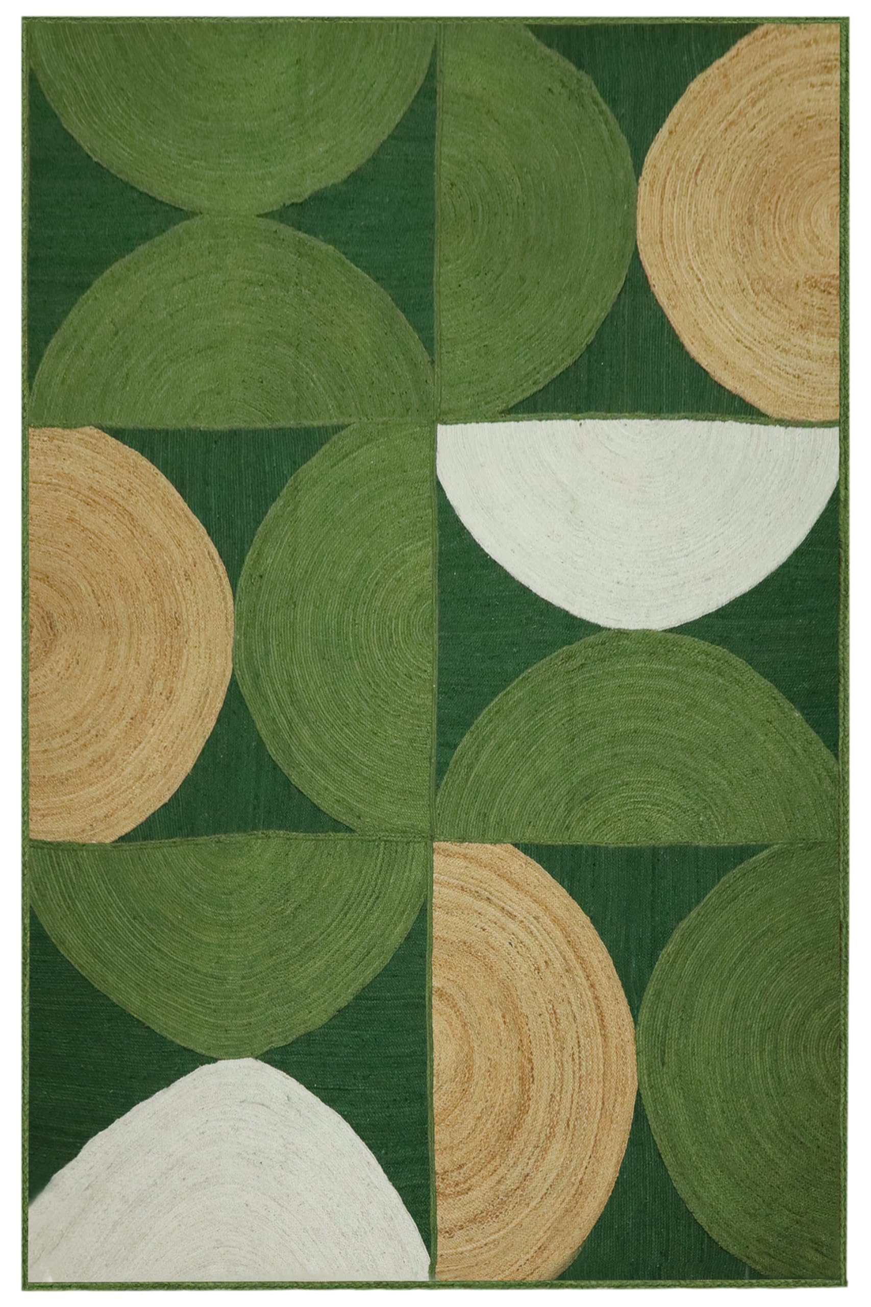 Tapis tissé à la main vert multicolore pour une cuisine conviviale