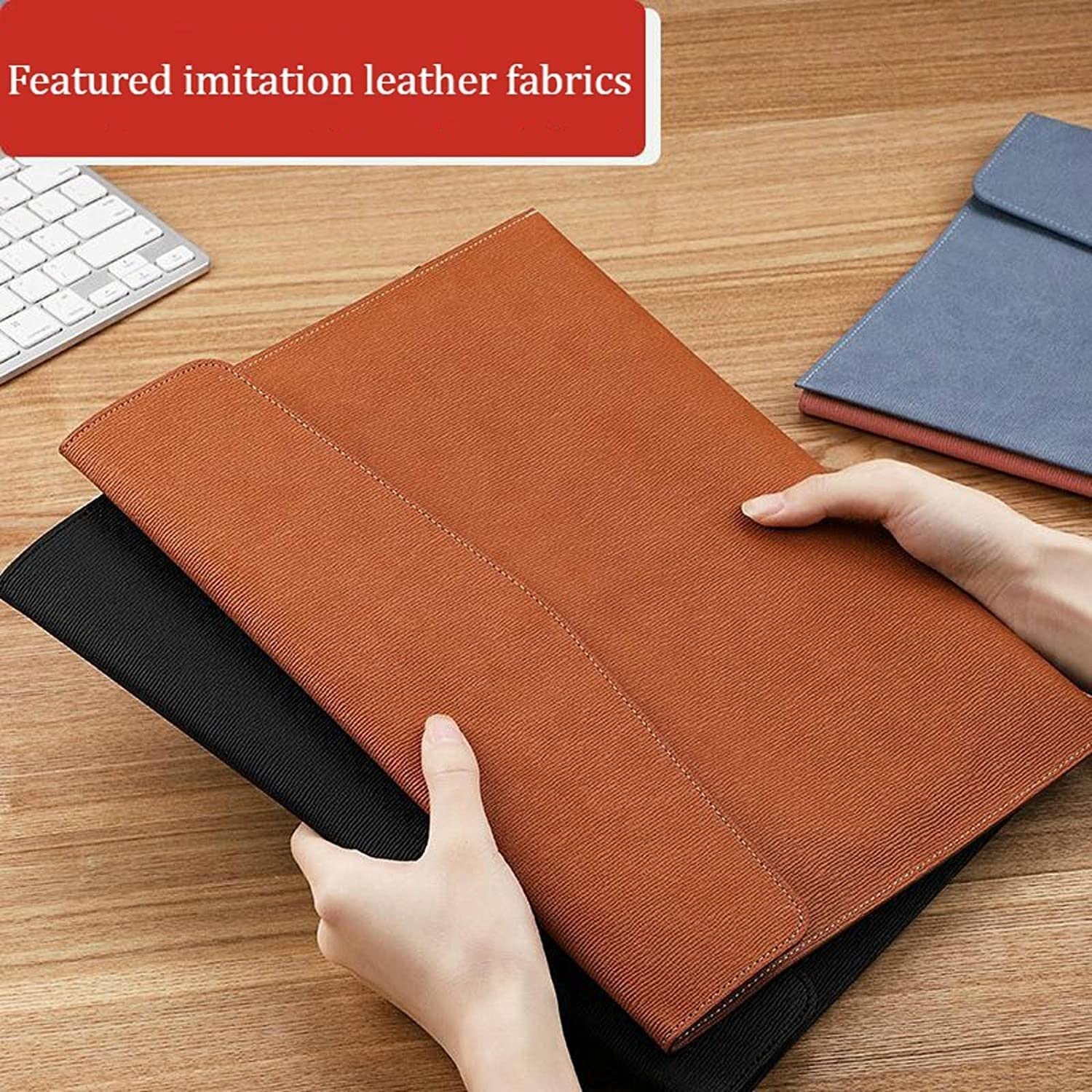 Mappe Schnellhefter Aktenordner 2 Stück A4 Große Kapazität Aktenordner Aufbewahrungstasche Paket Pu-Leder Schwarz Grau Taschenordner Schreibtisch-Organizer Bürobedarf Sammelmappe