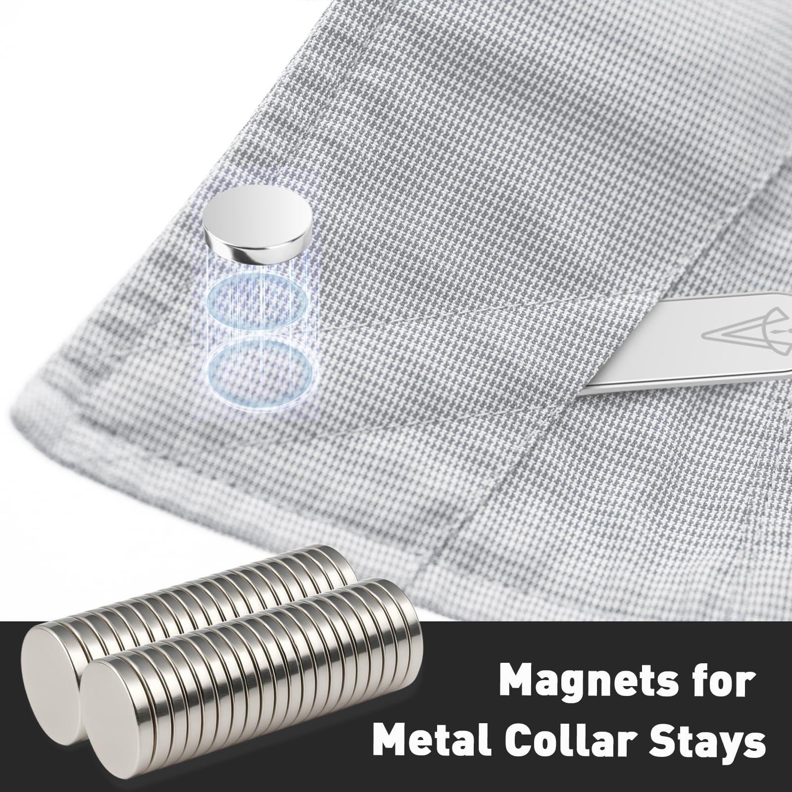 Metal Collar Stay Magnets, Strong Magnets for Collar Stays Magnetic, Valued Pack in a Gift Box (Silver, 20Pcs)