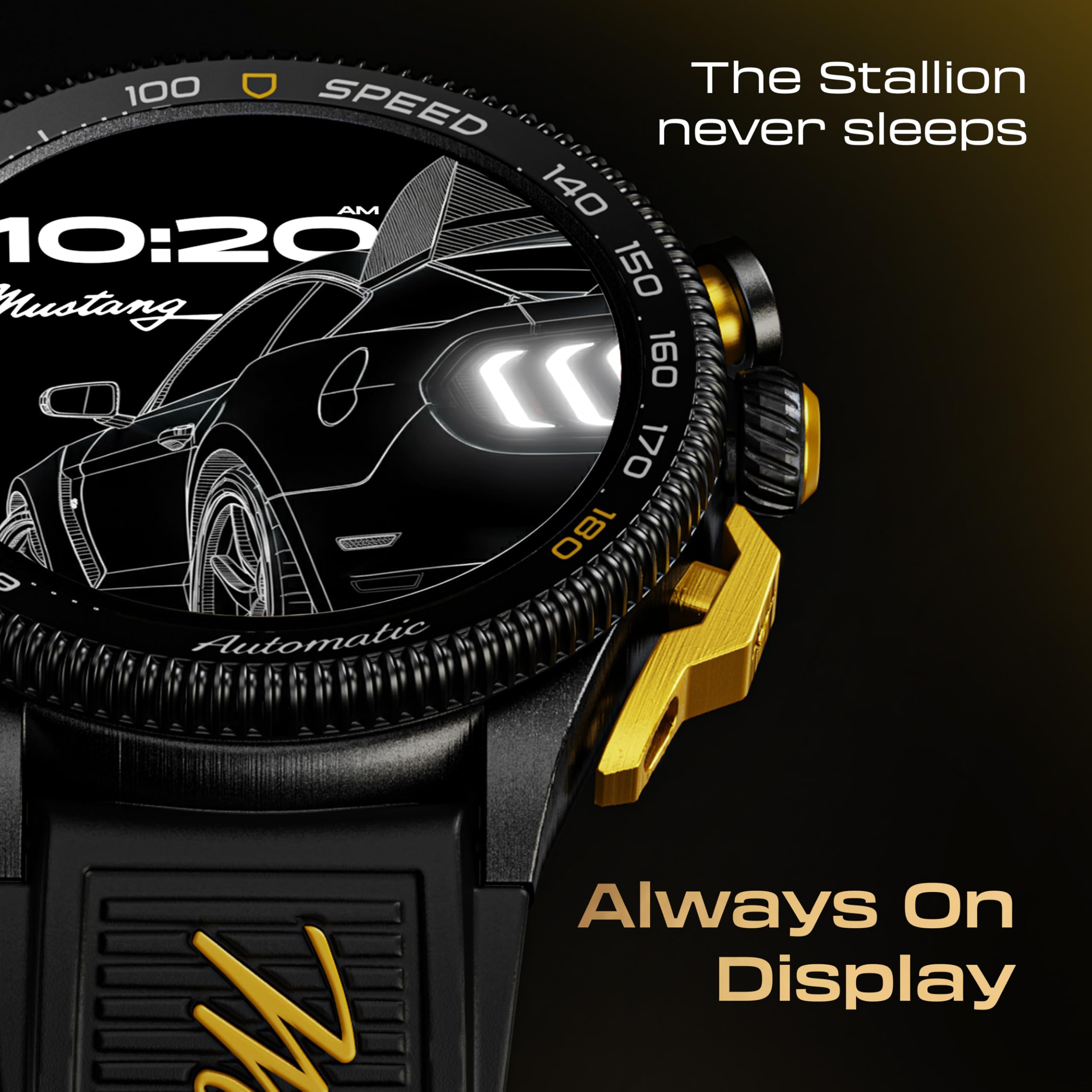 GOBOULT Newly Launched Mustang Stallion Smart Watch 1.43'' AMOLED Display, Rotating Bezel, BT Calling, 200+Watchfaces, 700 Nits Brightness, AI Voice Assistant, SpO2 Monitoring (Nitro Black) — Amazon image 8