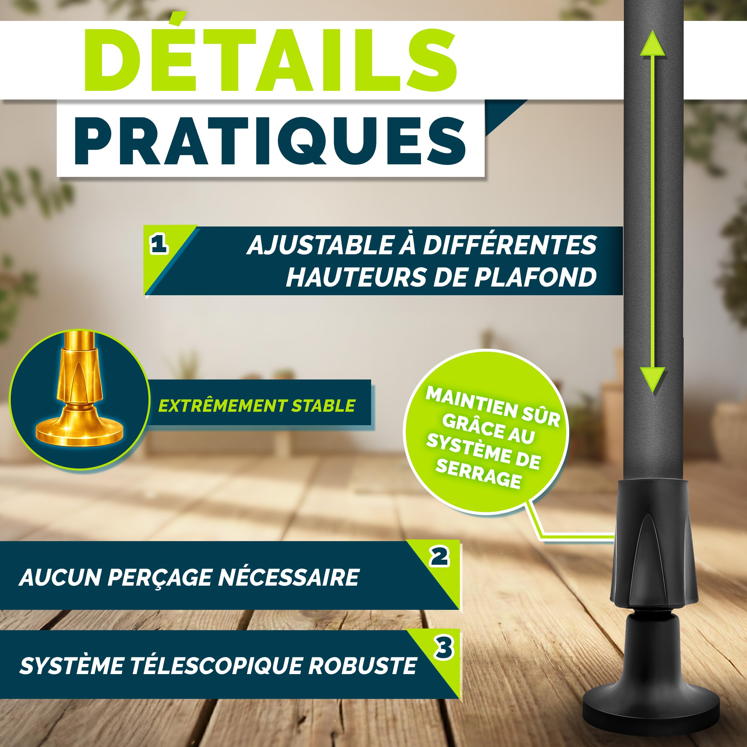 tillvex Store vertical 200 x 310 cm anthracite avec manivelle sans perçage | Brise-vue extensible et opaque | Store vertical pour balcon, terrasse, jardin | Store brise-vue résistant aux intempéries