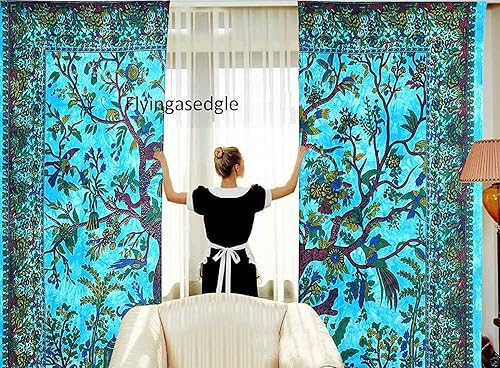 Miniatura 7 de ALOFCART Tapiz con diseño de mandala de árbol de la vida, para colgar en la pared, paneles de pared estilo indio, estilo bohemio (blanco,