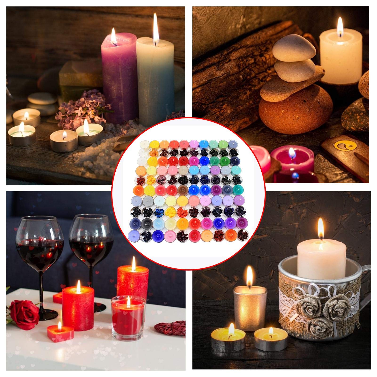 34 copos de tinte de cera para velas de parafina/cera de soja, chips de color para suministros, kit de colores vibrantes para hacer velas, fácil de usar, tinte para velas