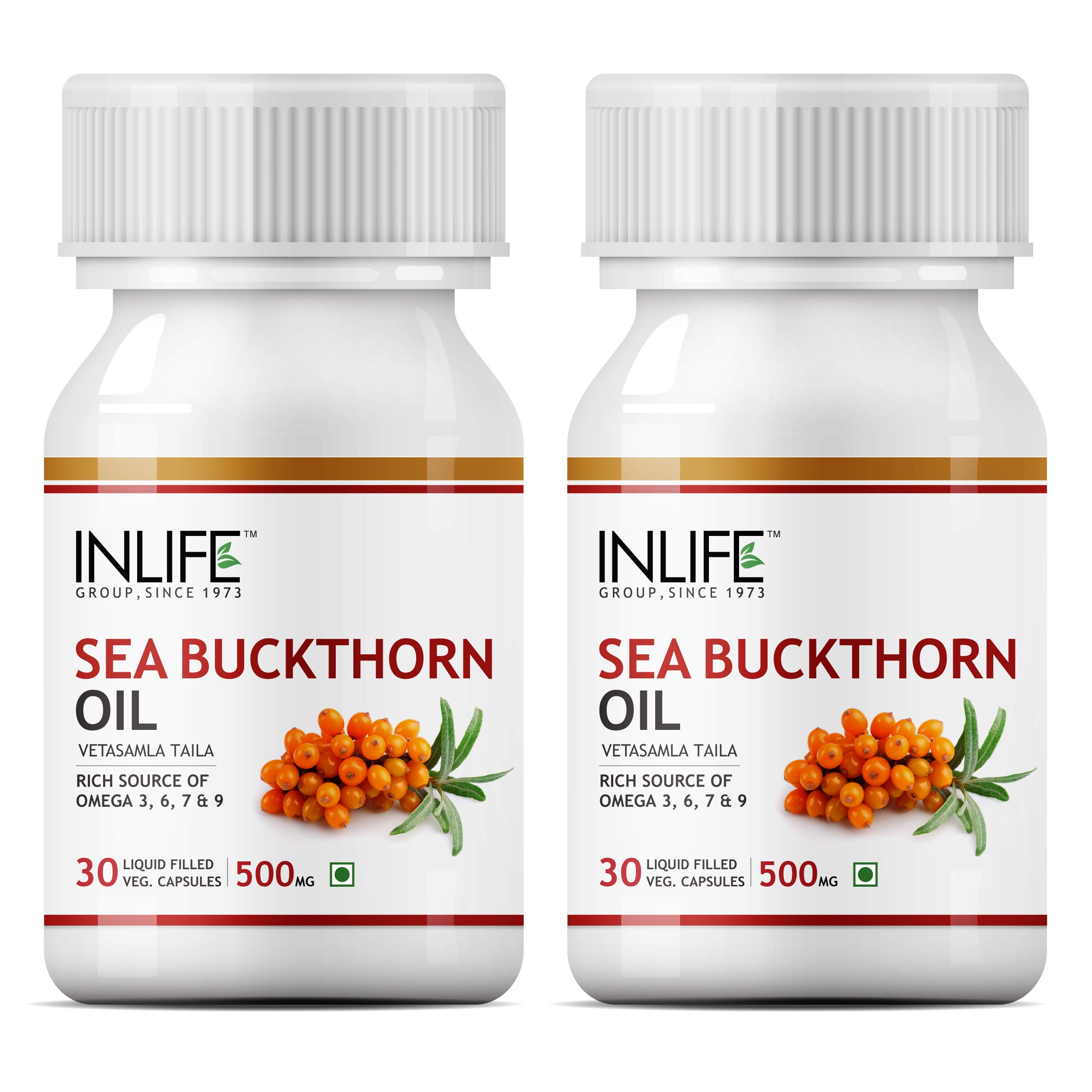 INLIFE Sea buckthorn Seed Oil (500mg) Omega 3,6,7,9-30 Vegetarian Capsules Supplement (Pack of 2, 60) (B01N7KTN1Q) Amazon Price History, Amazon Price Tracker