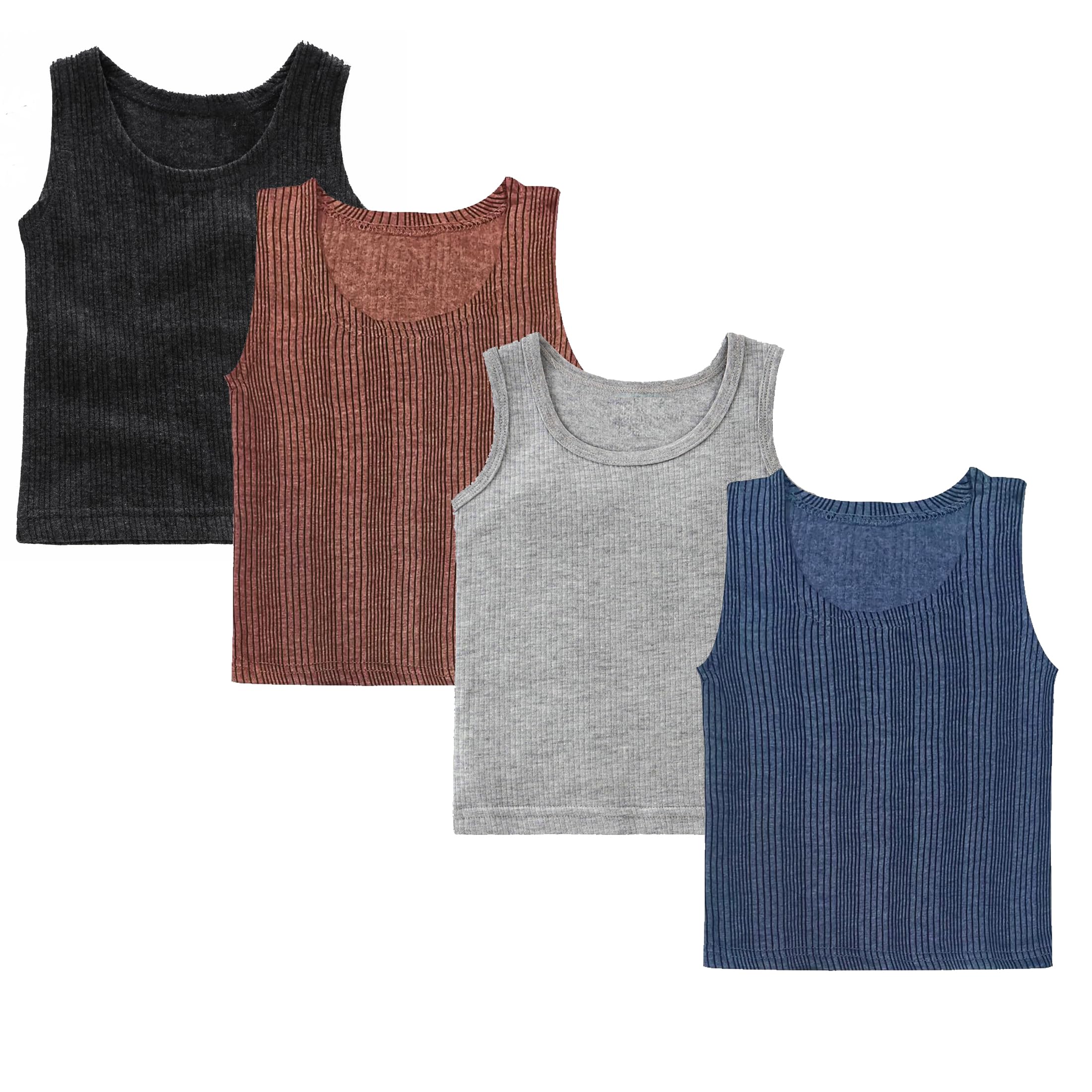 UCARE Unisex-Child Sleeveless Thermal Top (7-8 Years, Blue,LightGrey,Melange,Brown)