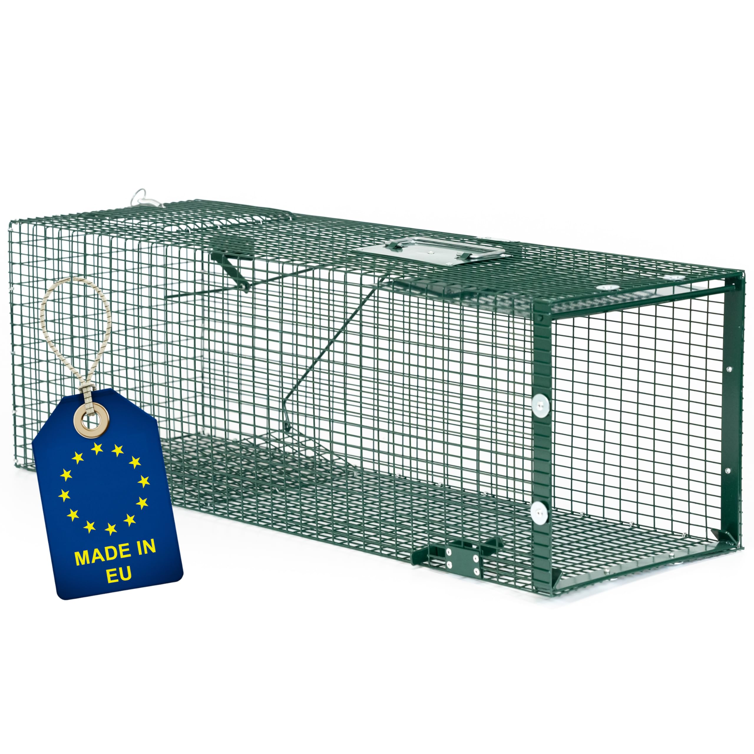 ITA Trampa para Animales Vivos 5002-90x30x30 cm - por Martas Gatos Ratas - 1 Puerta, Resistente al Tiempo, Reutilizable, Montada - Made in EU