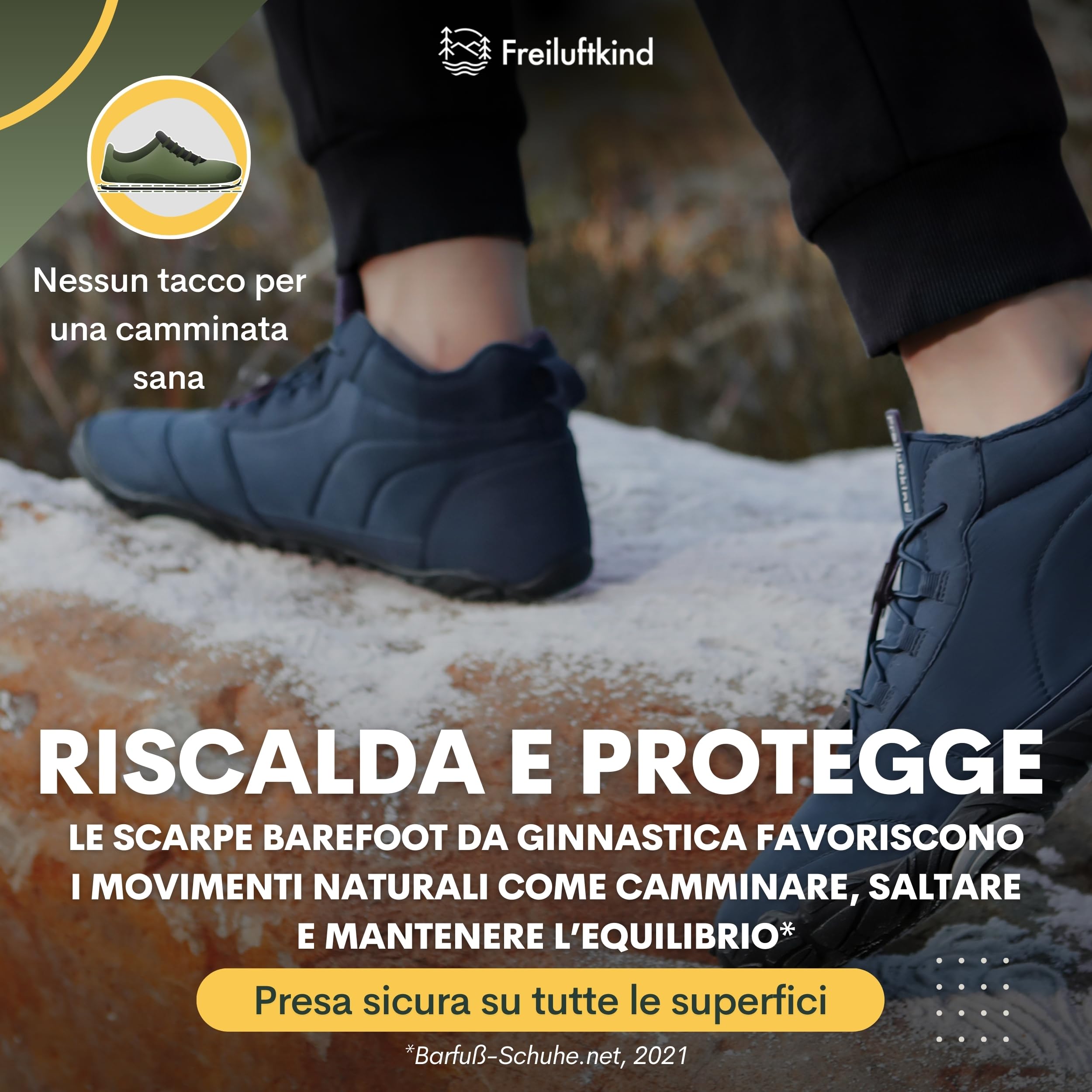 Freiluftkind Kepler Barefoot Shoes idrorepellenti e Foderati – Scarpe Barefoot Unisex per l'inverno – Scarpe Calde Impermeabili