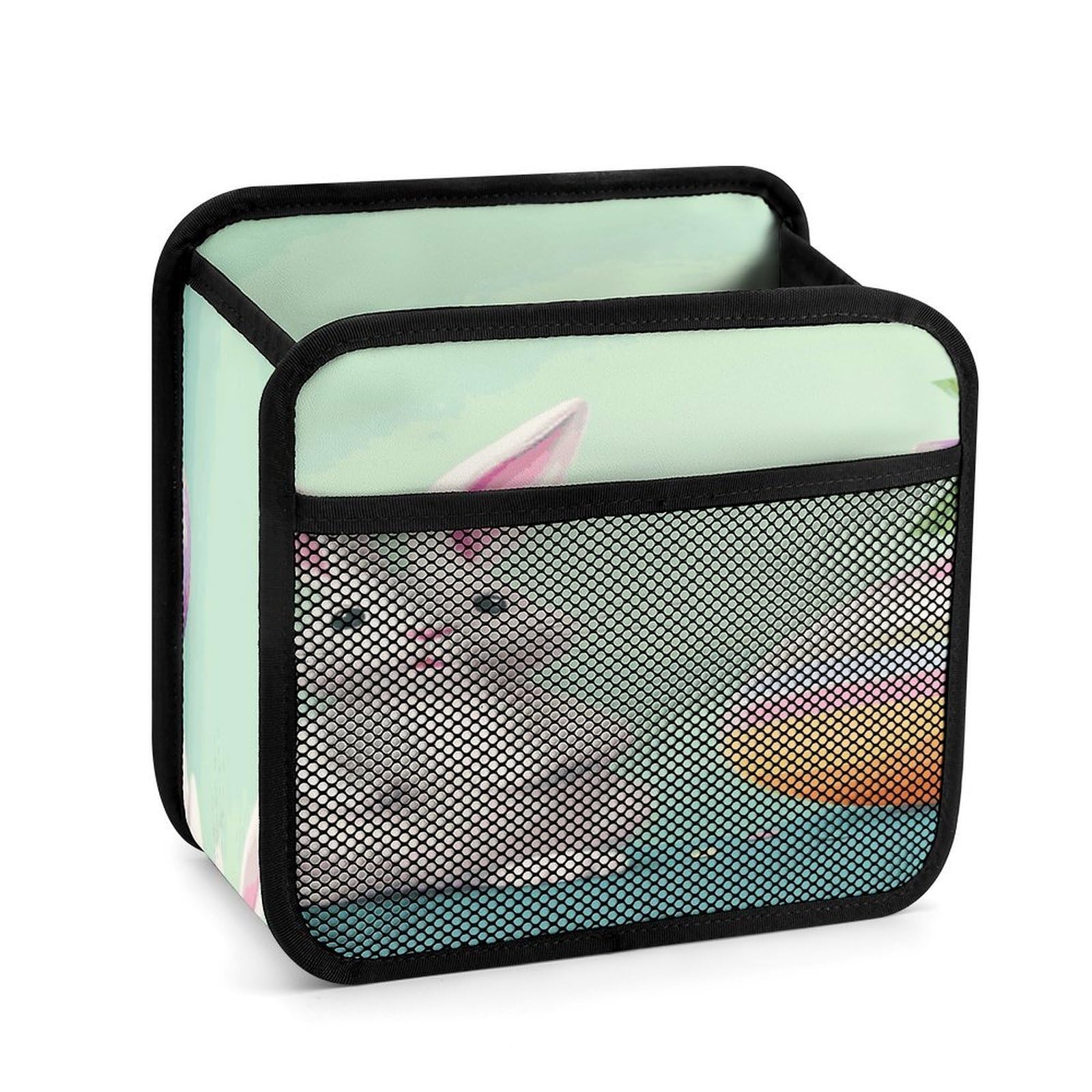 Btcowzrv Style Happy Easter Egg Rabbit Car Seat Back Organizer, Pu Leather Hanging Backseat Car Organizer With Elastic Mesh Pocket, Storage Bag For Most Vehicles