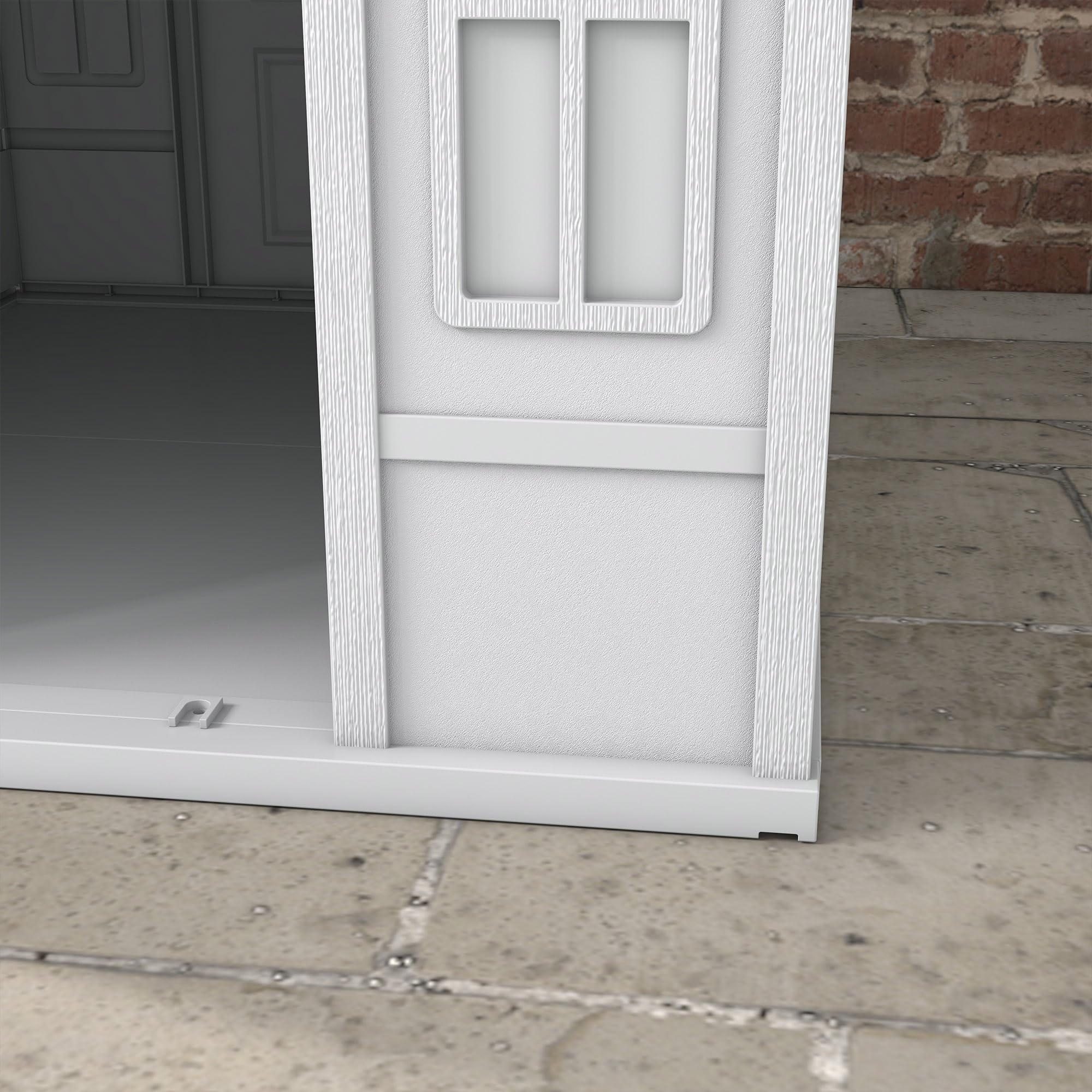 PawHut Außen-Hundehaus für große Hunde 84.2x98.2x82cm Grau | Wasserdichtes PP, Schrägdach, offene Vordertür, obere Lüftungsöffnung.