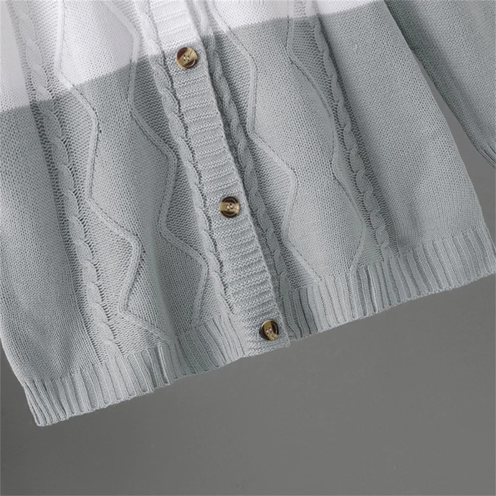 Cárdigan De Punto De Otoño para Mujer, Top Informal De Invierno con Botones De Contraste, Chaqueta, Suéter De Manga Larga, Cárdigan