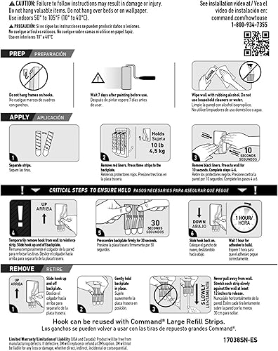 Miniatura 10 de Command Gancho triple negro mate XL, 1 gancho, 3 tiras, ganchos de pared colgantes sin daños con tiras adhesivas, ganchos de pared sin herramientas