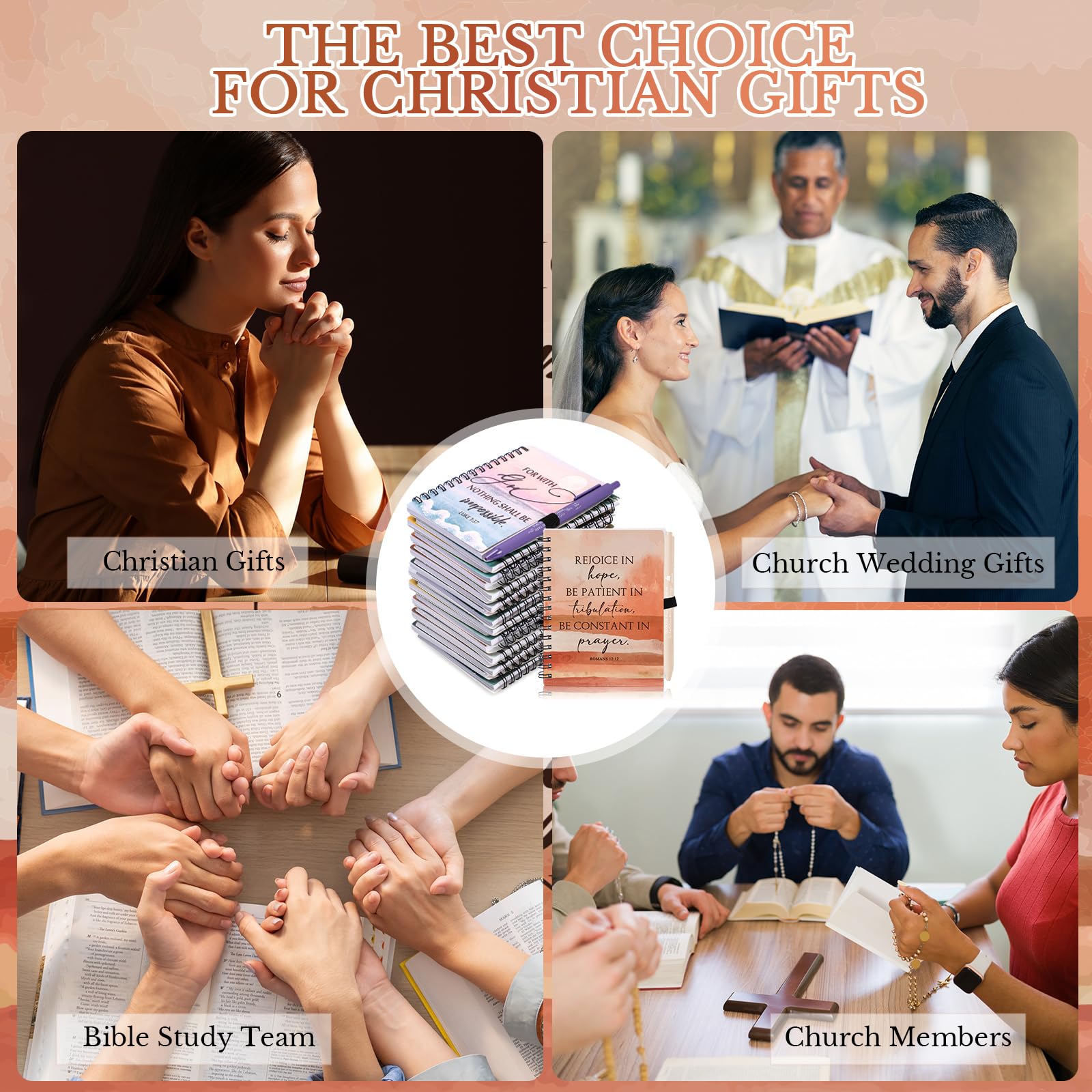 Resurhang 10 juegos/20 piezas de diario de oración cristiana para mujeres, cuadernos en espiral a granel con bolígrafos, blocs de notas religiosos, regalos cristianos para el día de la madre, regalos