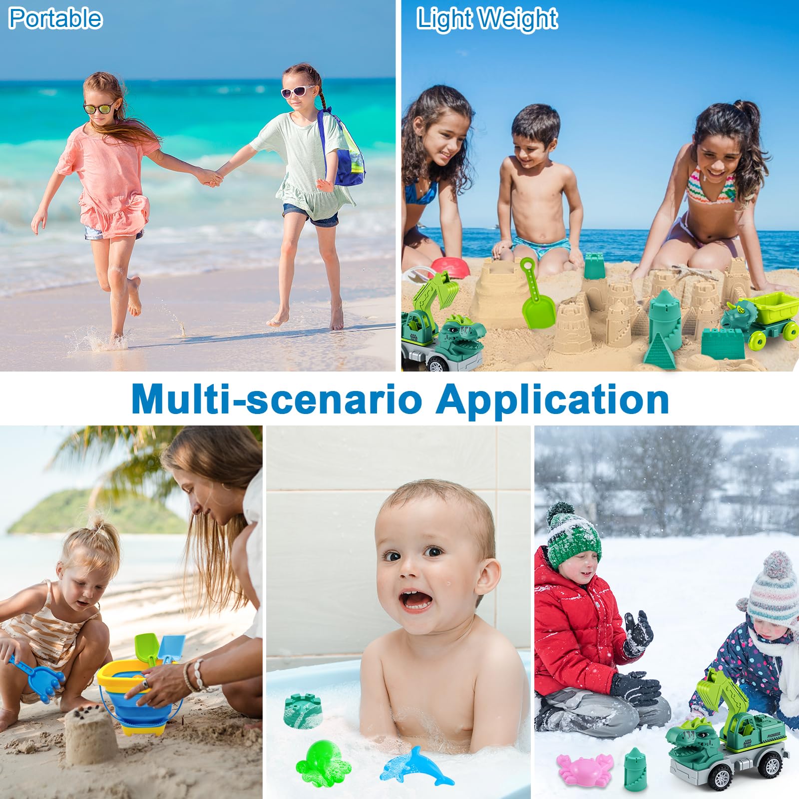 Kinder-Strandspielzeug-Set,38 Stück Strandspielzeug für Kleinkinder mit Dinosaurier-Motiv (Alter 1-3),Reise-Strandspielzeug-Set (Alter 4-8),Netzbeutel, Schaufel, Burg, Tierformen, Bauset