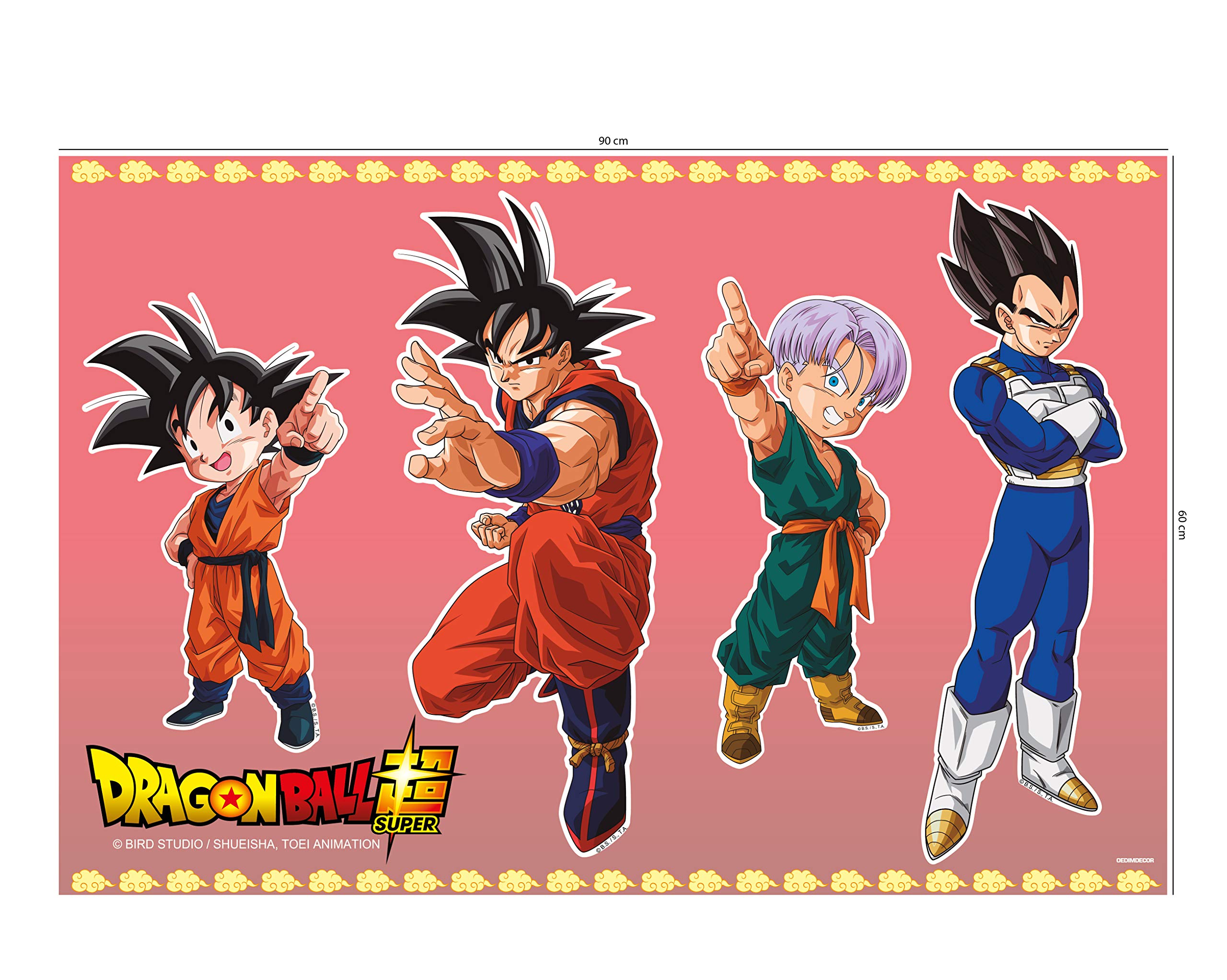Pack de Pegatinas de Pared en Vinilo Dragon Ball Super Producto Oficial | 90x60cm| Productos Originales | Vinilo Adhesivo | Decoración | DBS