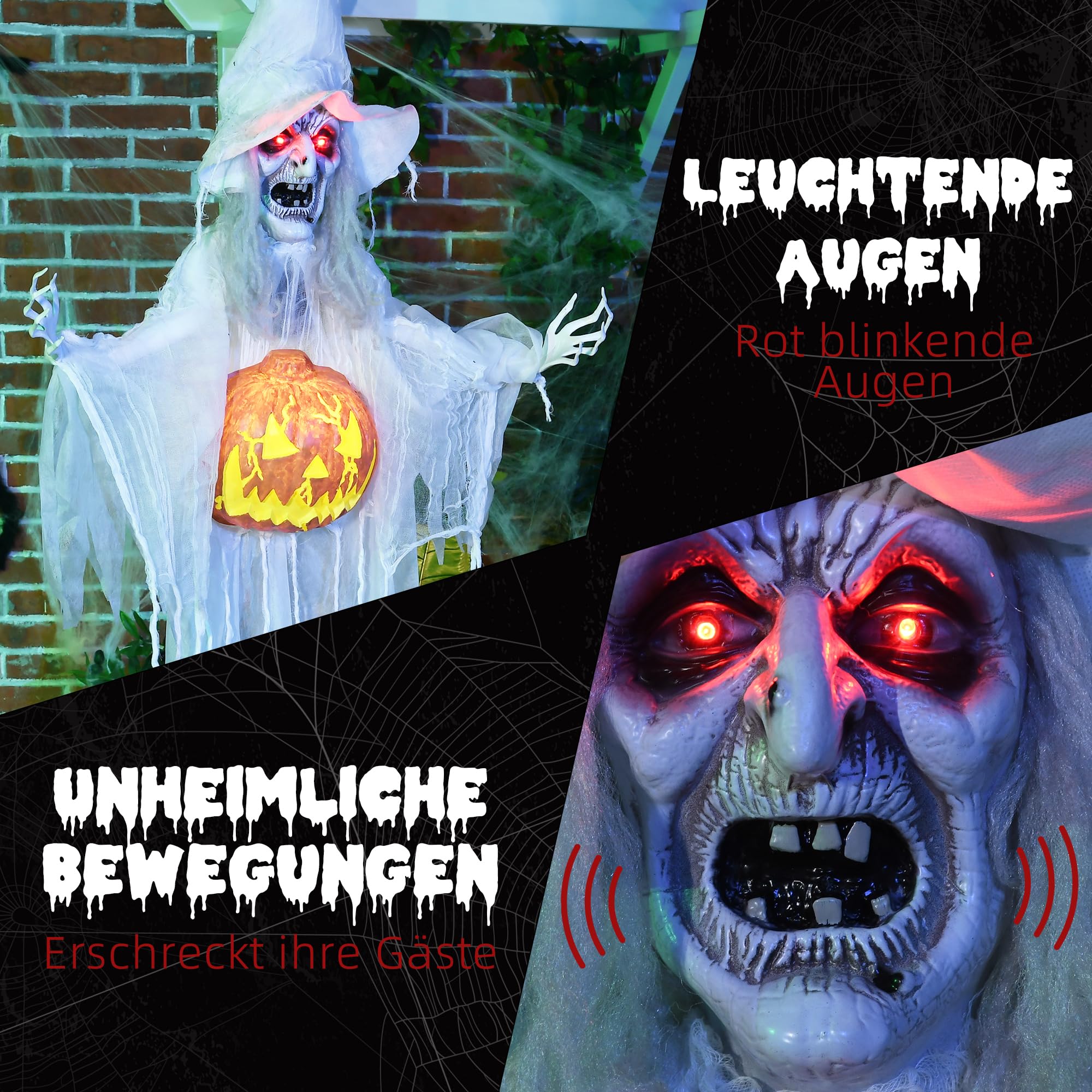 HOMCOM 183cm Dekoracja Halloween z Głową Dyni, Duch Halloween