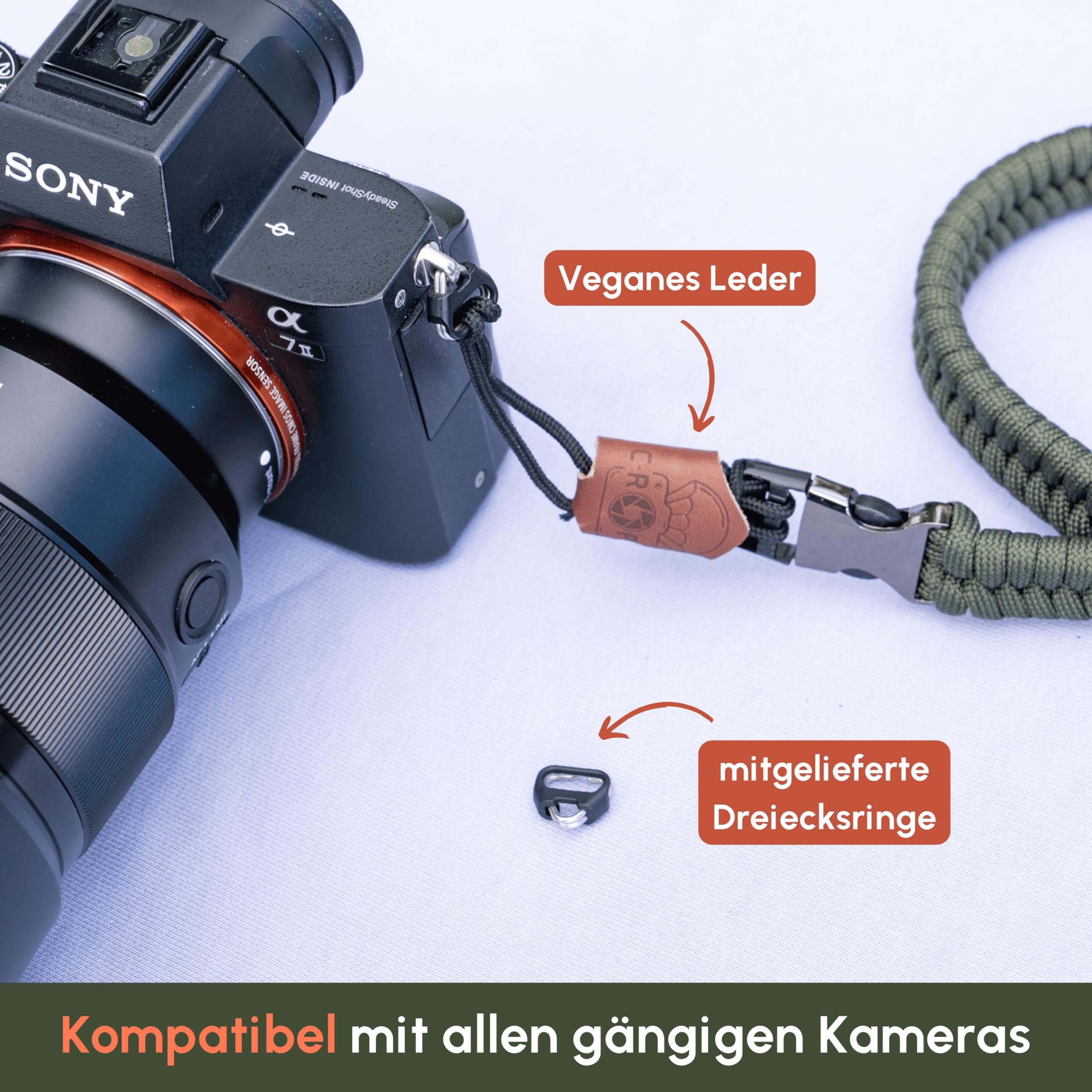 C-Rope cinghia a mano per fotocamera The Claw, intrecciato a mano, rilascio rapido, Paracord, Cinghia da polso per fotocamera, Paracord