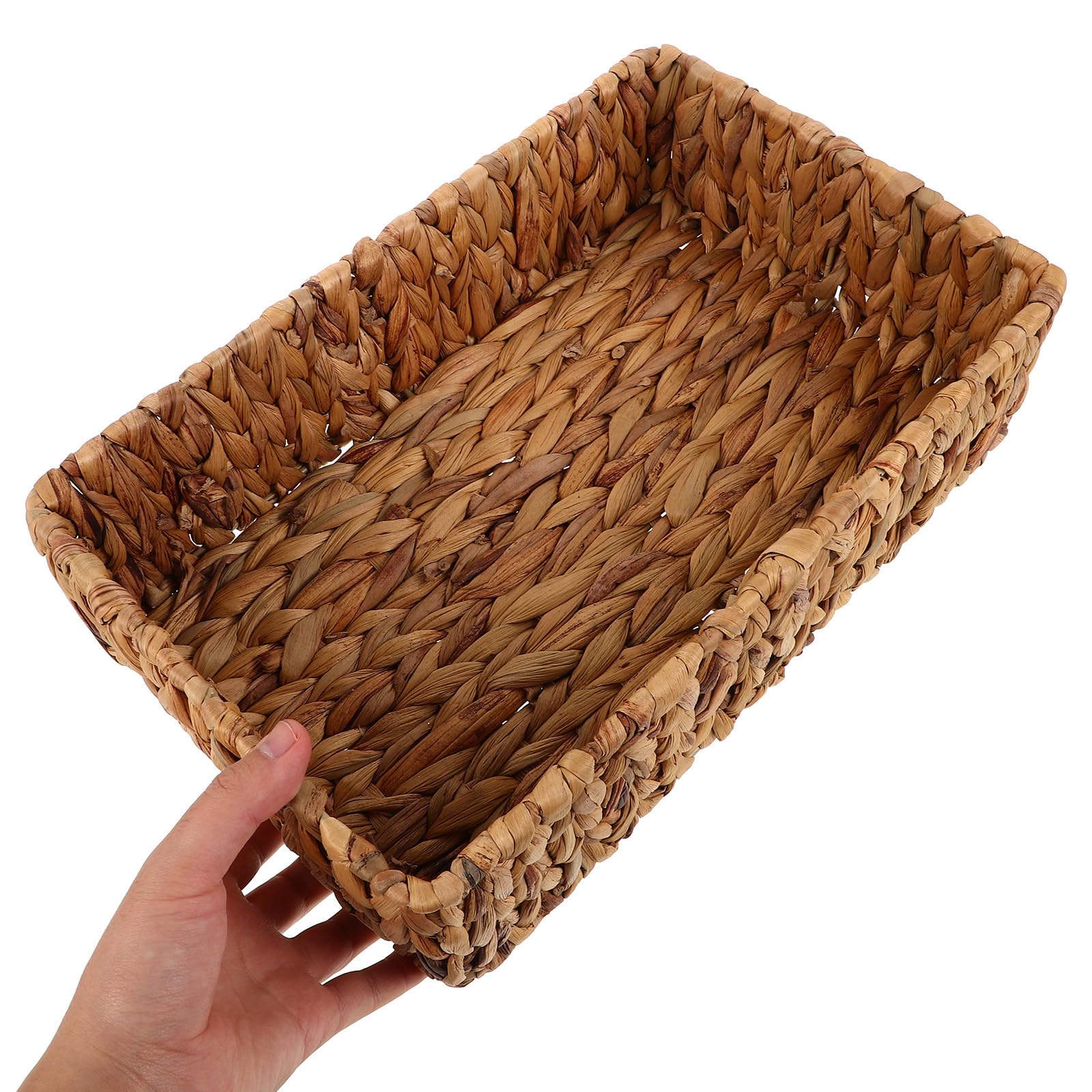 Handgeflochtener Weidenkorb Aufbewahrungskorb Rechteckiger Organizer aus Seegras 36x22x10cm für Küche Bad Büro Regale