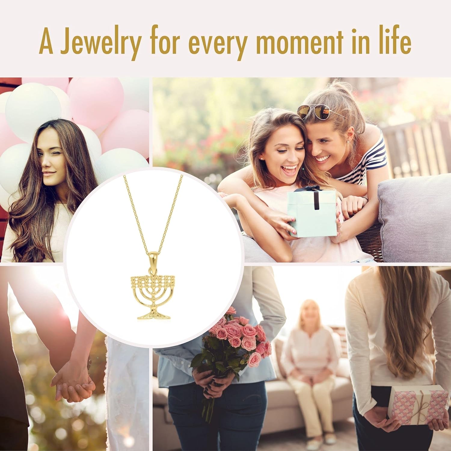 14K Gold Plated Judaica Menorah Necklace - Gold Plated over 925 Sterling Silver Chanukah Menora Pendant, Dainty Jewish Jewelry, Delicate Necklace, Bat Mitzvah Gift for Her Religious Jewelry for Women