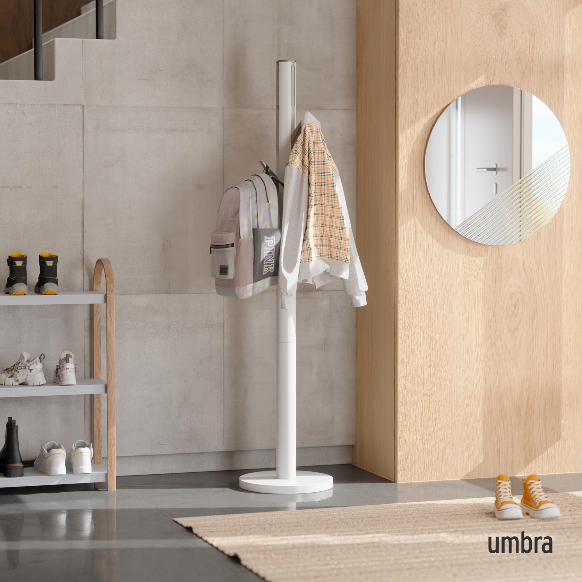 Umbra Flapper Garderobenständer, 9 klappbare Haken, Weiss