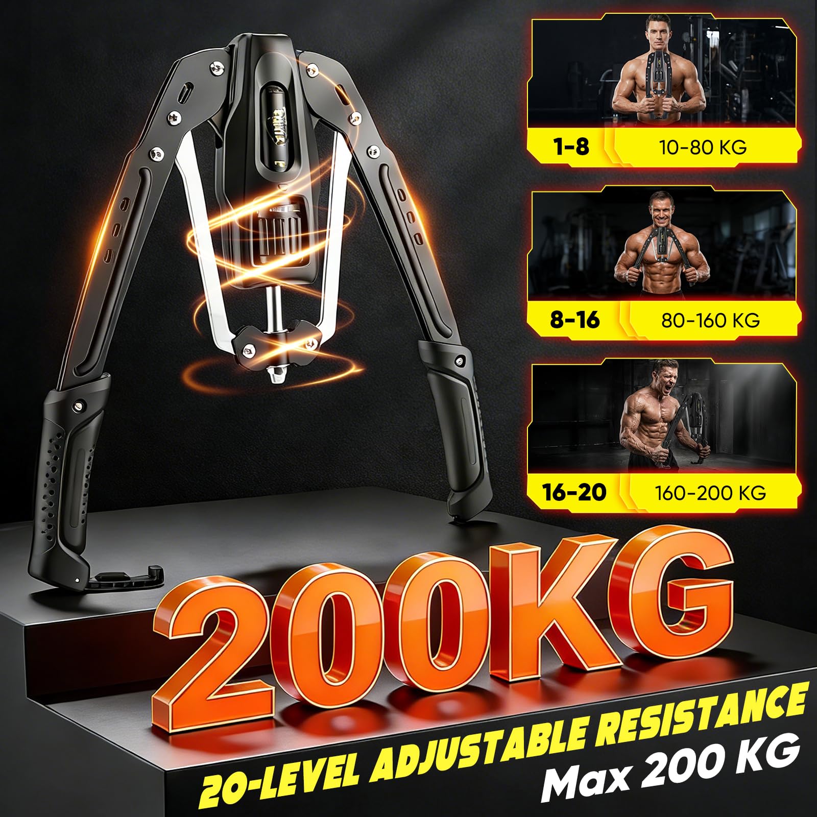 Twister Hidráulico para Brazos–Resistencia Ajustable 10-200 kg, Máquina 2 en 1 para Pecho, Hombros y Bíceps, Entrenamiento Corporal Completo, Equipo de Musculación Plegable para Entrenamiento en Casa