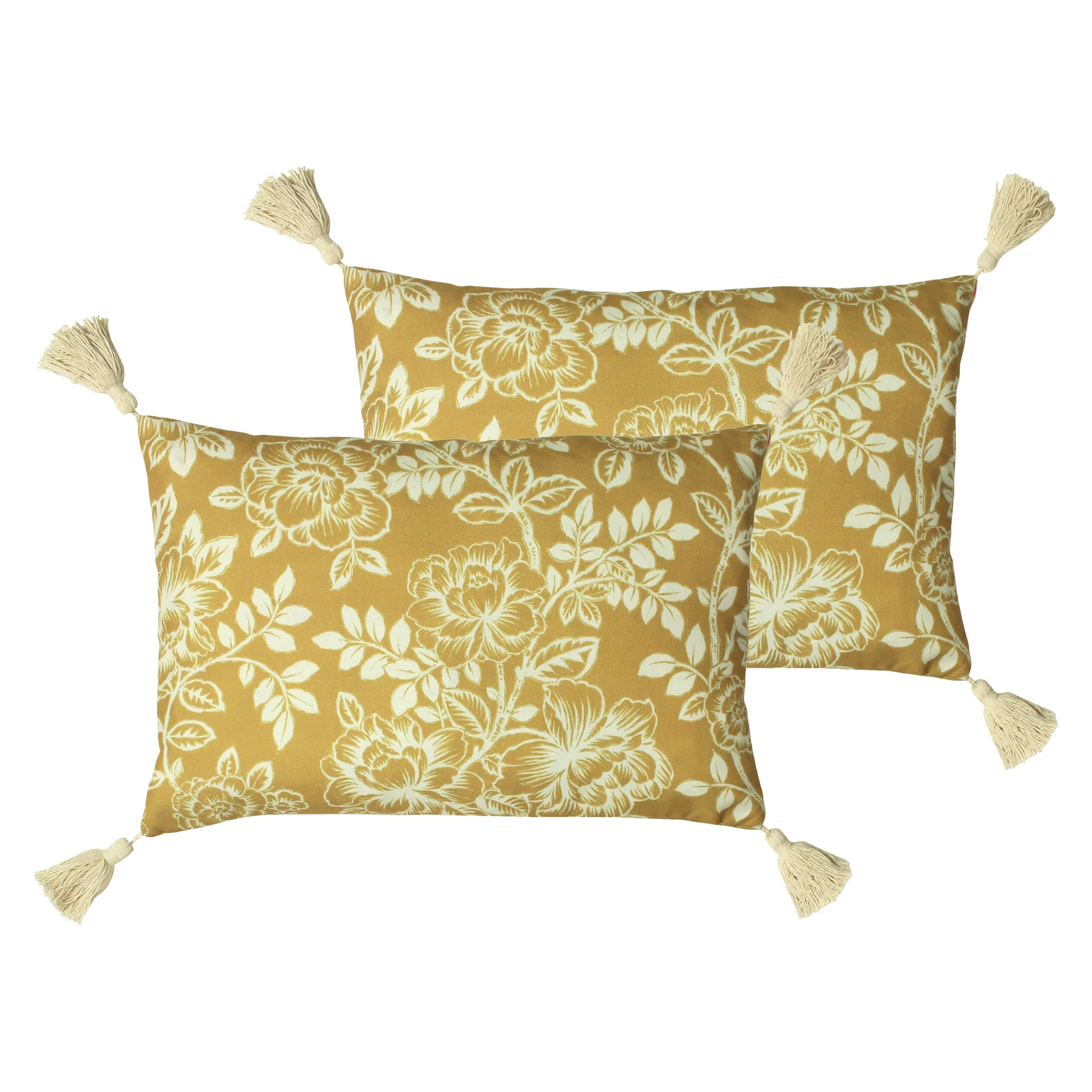 Paoletti Somerton Feather Filled Cushions Twin Pack, Honey, 35 x 50cm