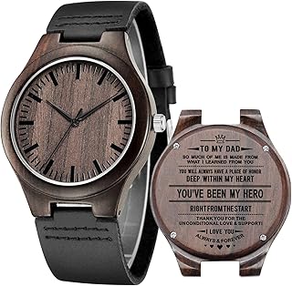 Engraved Wooden Watches for Men - Custom Personalized Groomsmen Gift Ideas, Customized Husband Boyfriend Dad Son Wood Wrist Watches for Anniversary Graduation Birthday Christmas Gifts