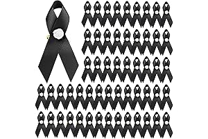 60-Piece Mourning Band Pin Ribbons with Safety Pins