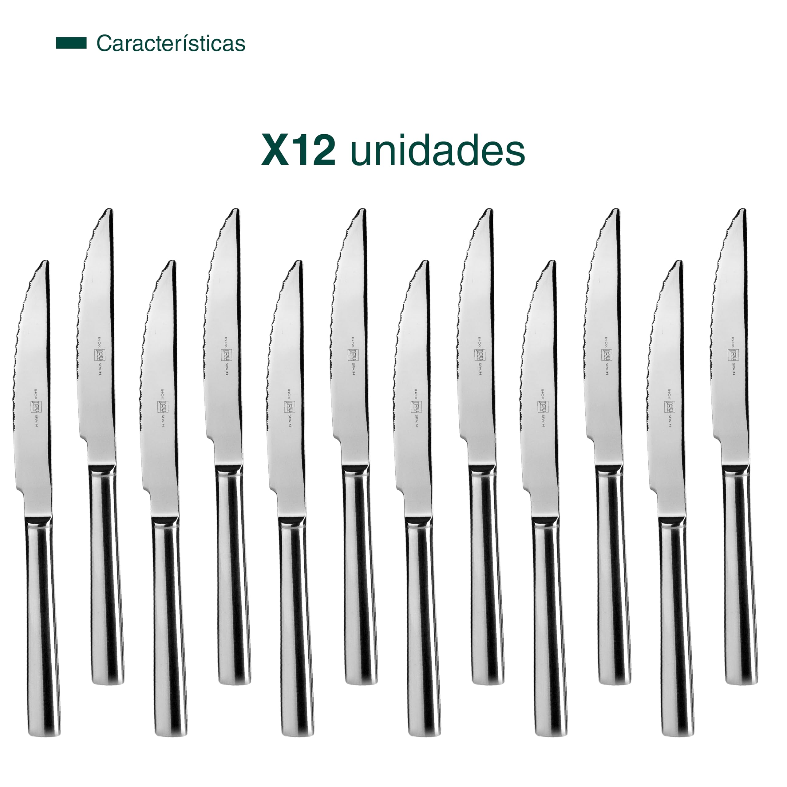 Lacor - JAY - 11091043 - Pack de 12 Cuchillos Chuleteros, Colección Titanio | En acero inoxidable, para un uso práctico y profesional en cocina; ideal para cocina profesional y uso diario en casa