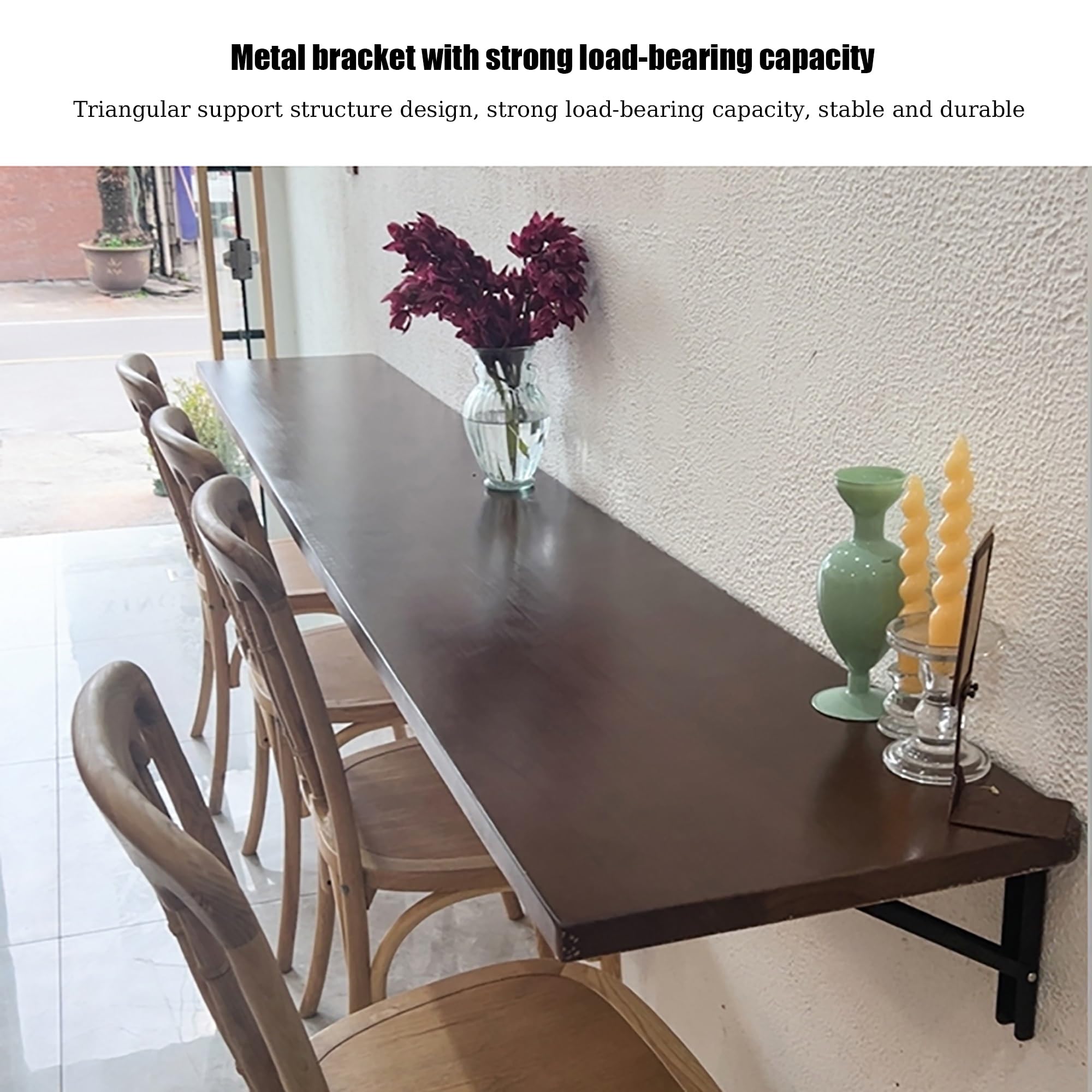 Scrivania pieghevole da parete in legno massello, per piccoli spazi, con banco da lavoro pieghevole per garage, cucina e sala da pranzo (100 x 35 cm)