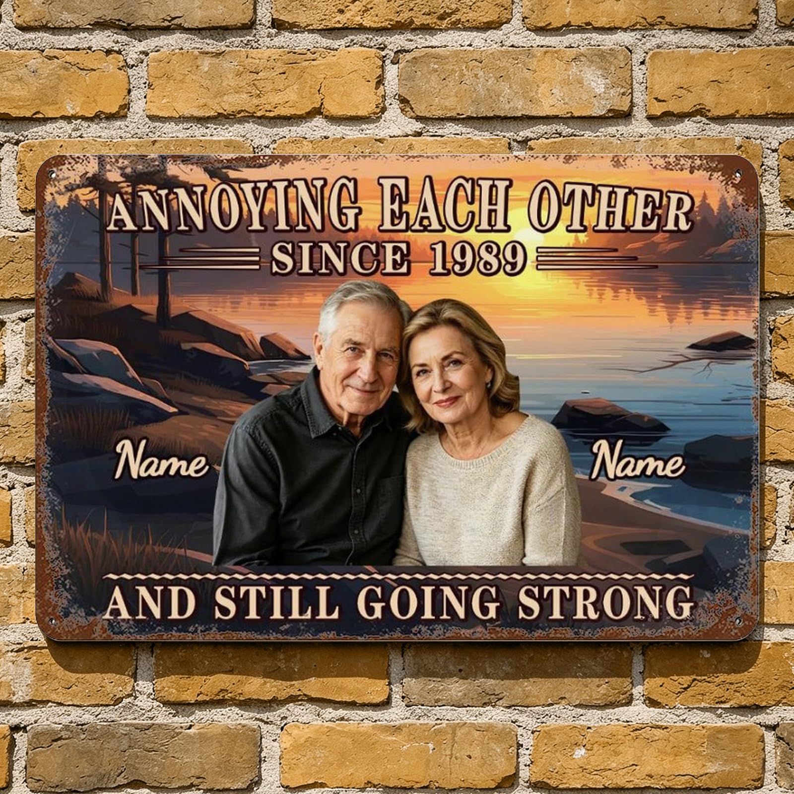 Personalized Annoying Each Other Since And Still Going Strong Couple Metal Sign Plaque Wall Art, Custom Name Old Couple Anniversary Metal Sign Home Decor Gifts For Him Her Wife Husband (style 13)