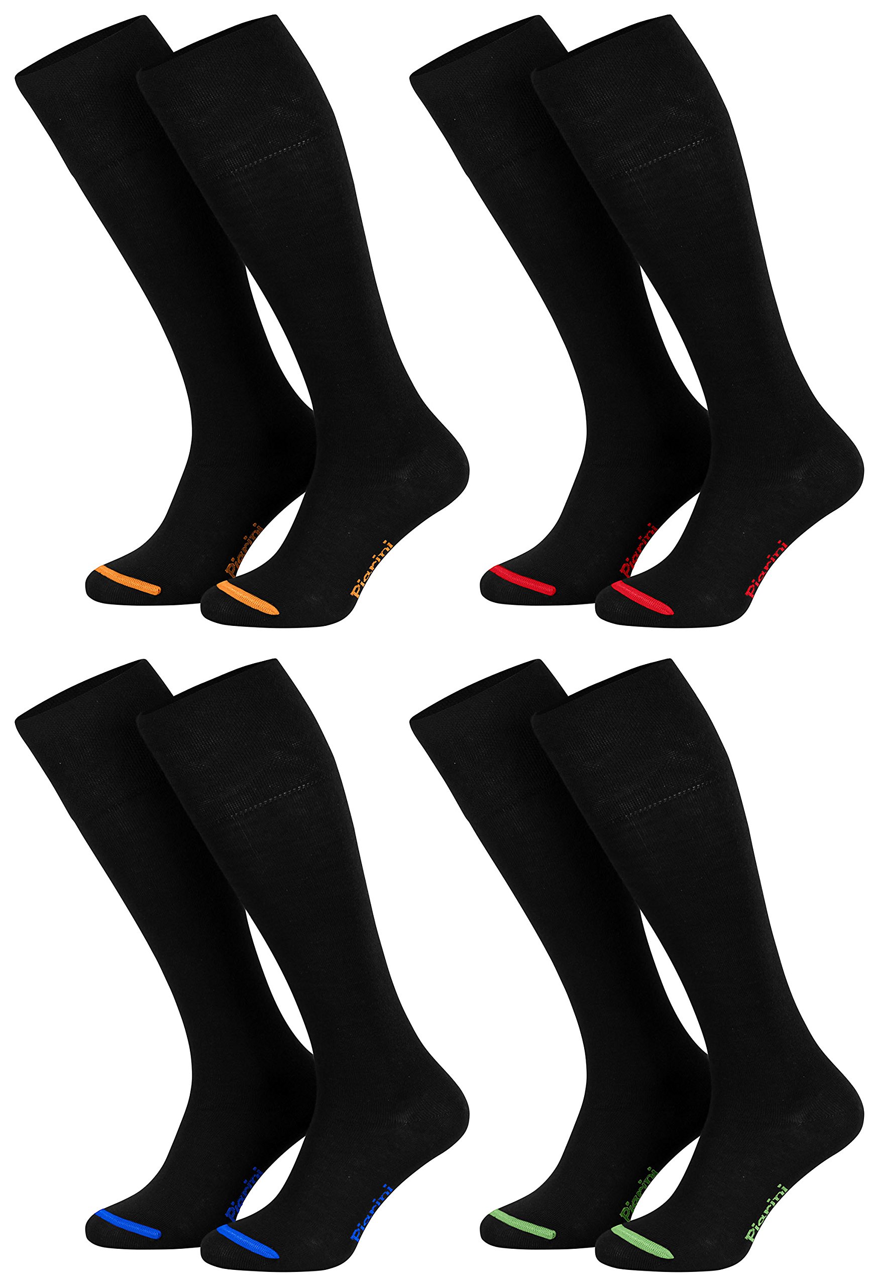 Piarini® - 4 Pares de calcetines largos de ejecutivo - Alto contenido en algodón - Con elastano - Sin elástico