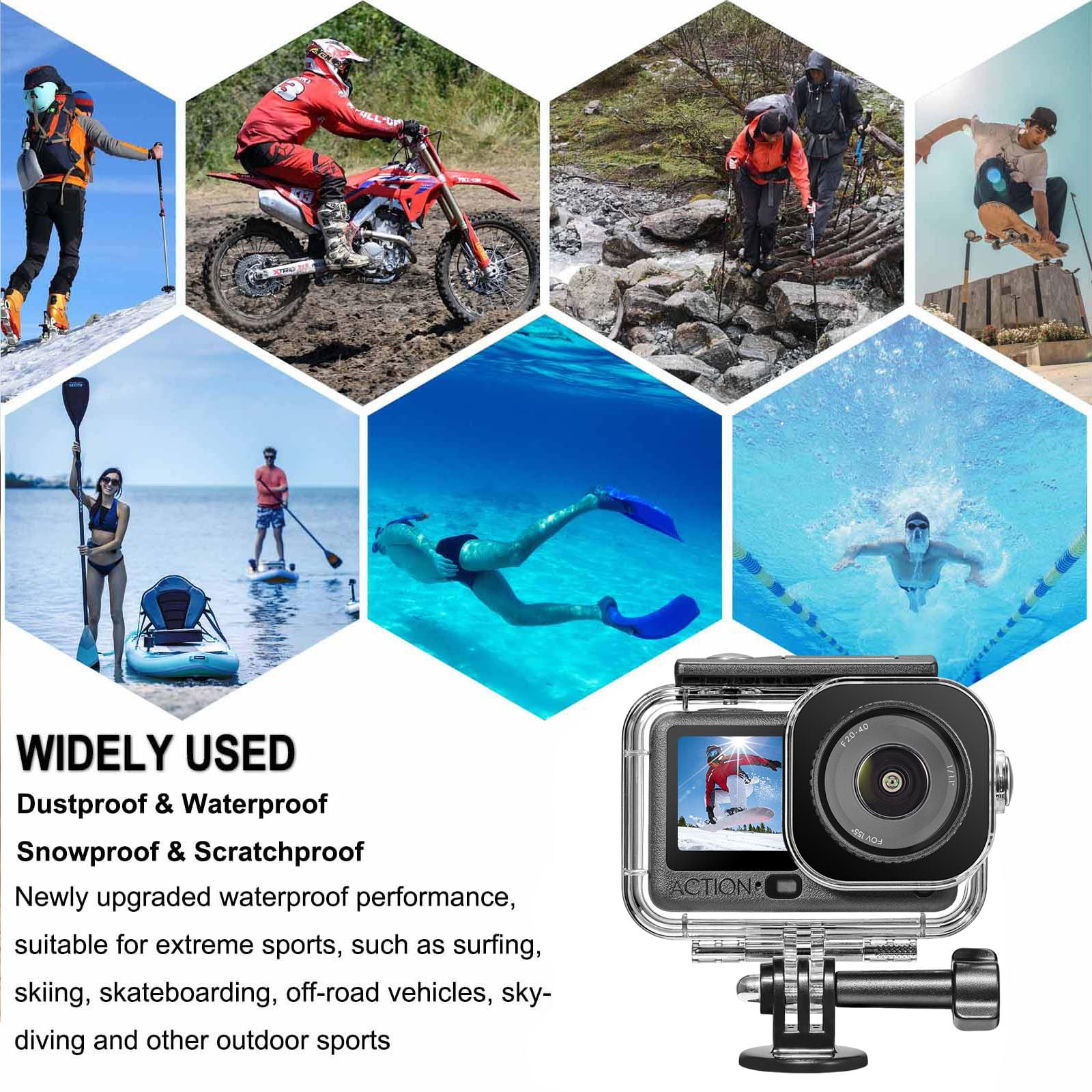 BO&DQQ Wasserdichte Unterwasserhülle kompatibel mit DJI Osmo Action 6 Kamera, 196 ft/60 m Tauchabdeckung mit Kameragriff, Montagezubehör