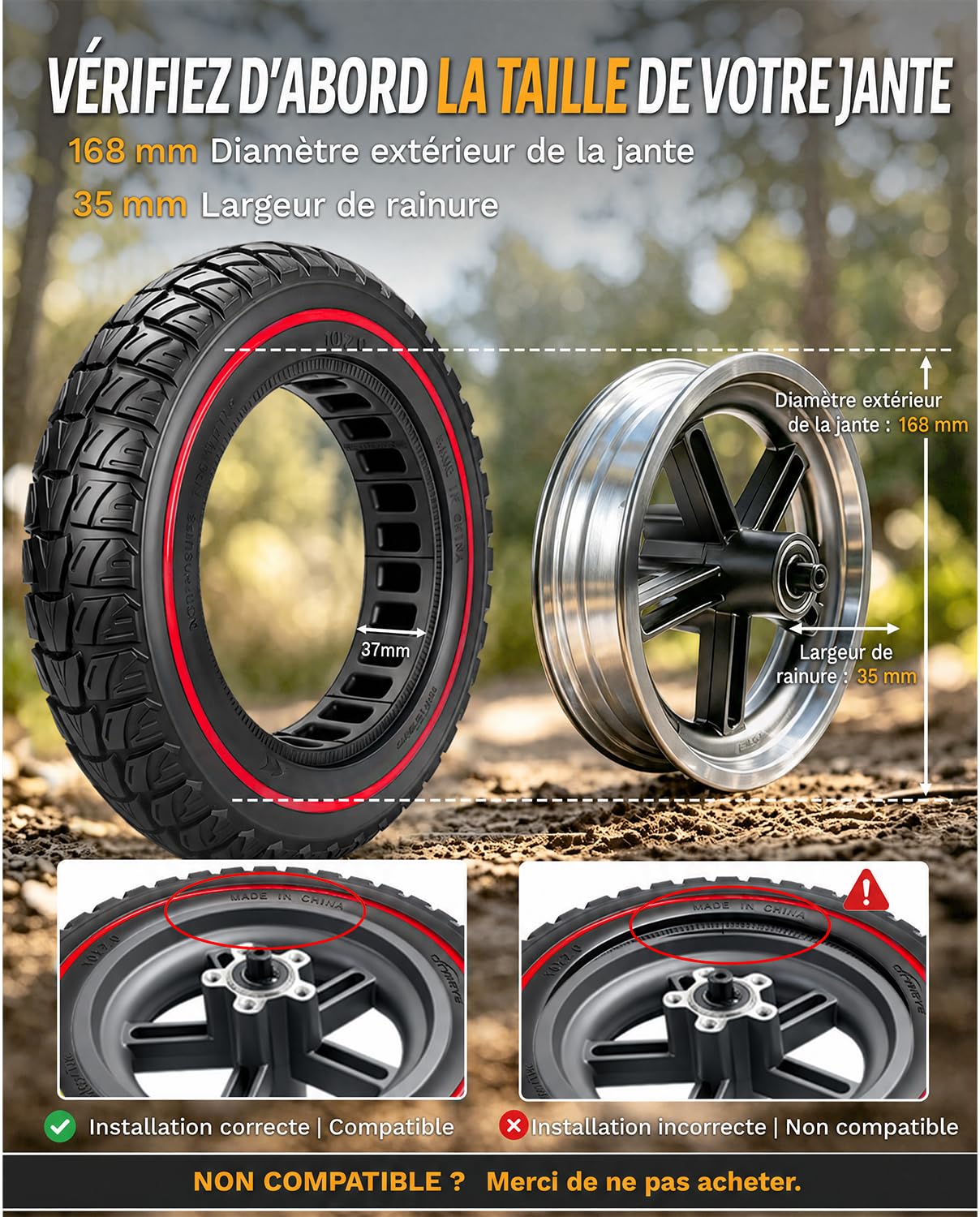 10 x 2,0 pollici 10 x 2,125, 50/75-6,1 Pneumatico Pieno per Xiaomi Monopattino M365 Pro 2 EVERCROSS EV10K, 10 x 2/54-152 Ruota Elastica, Anti Creving Ingambabile Solido, Rosso 2 pezzi