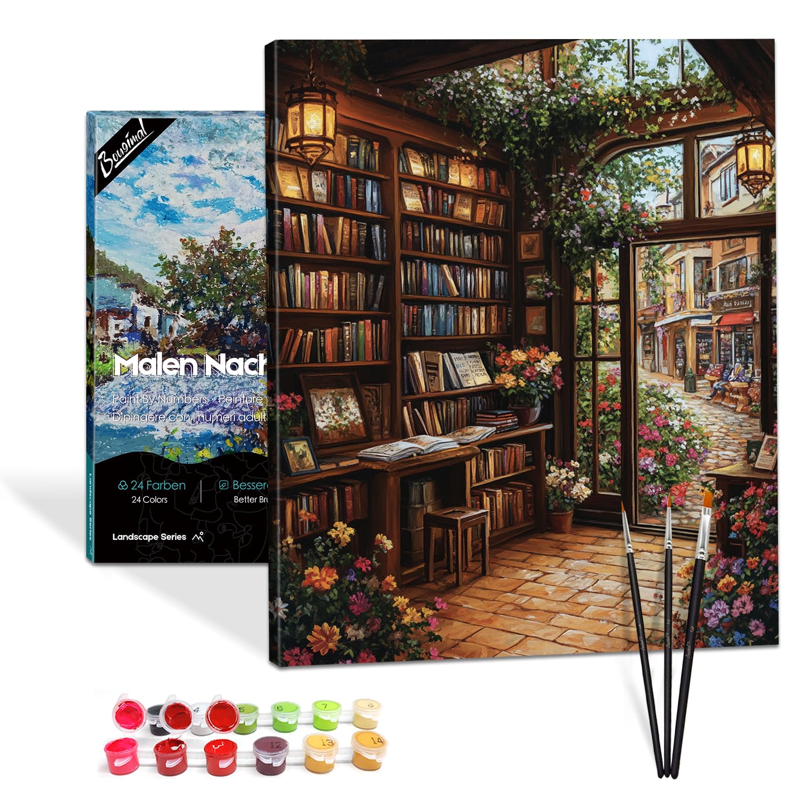 Bougimal Pintura por Números Adultos Paisaje con Pinceles y Pinturas Acrílicas - 40 x 50 cm, Sin marco, Librería 2 — view 23
