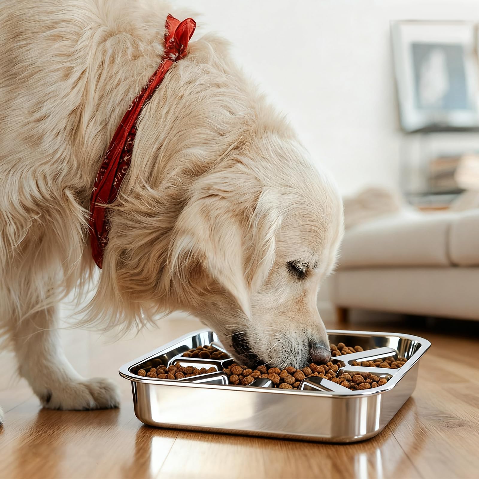 3 Cups Stainless Steel Slow Feeder Dog Bowls Large & Medium Breed, Food Grade 304, Non-Slip Base, Deep Ridges to Slow Eating, Metal Slow Feeder Dog Bowls, Dishwasher & Chew-Proof & Rustproof - image 8