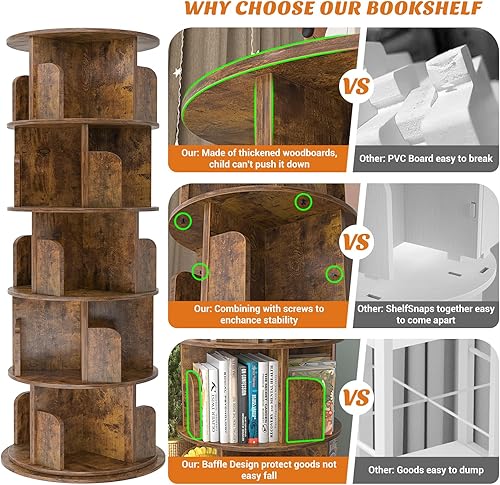 Miniatura 42 de Aheaplus Estantería giratoria, estantería esquinera de 360 exhibiciones para espacios pequeños, estante de almacenamiento de pie de 4 niveles, Negro