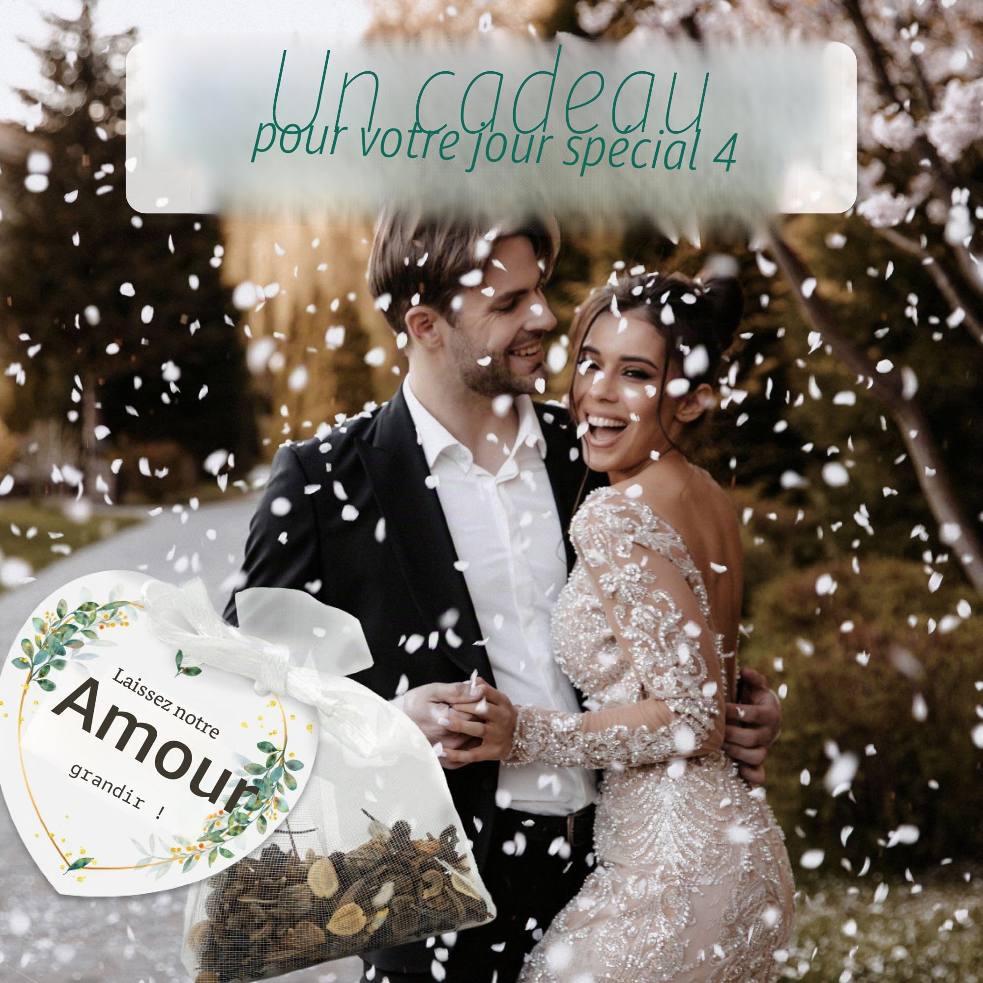 Lot de 50 graines de fleurs de mariage - Cadeau de mariage spécial pour les invités - Lasst unsere Liebe wachsen - Set complet (50)